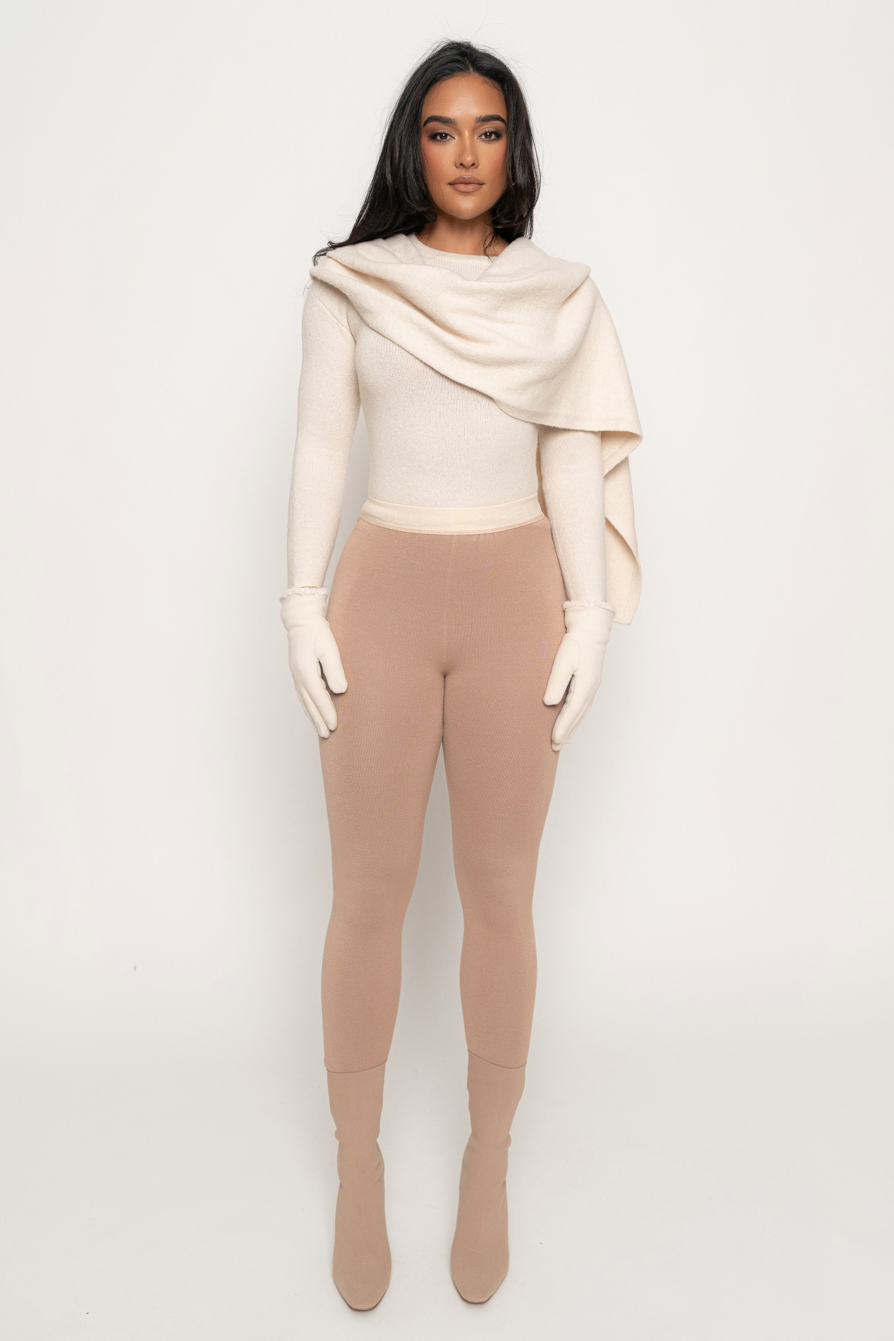 Milk Ribbed Scarf Top - JLUXLABEL