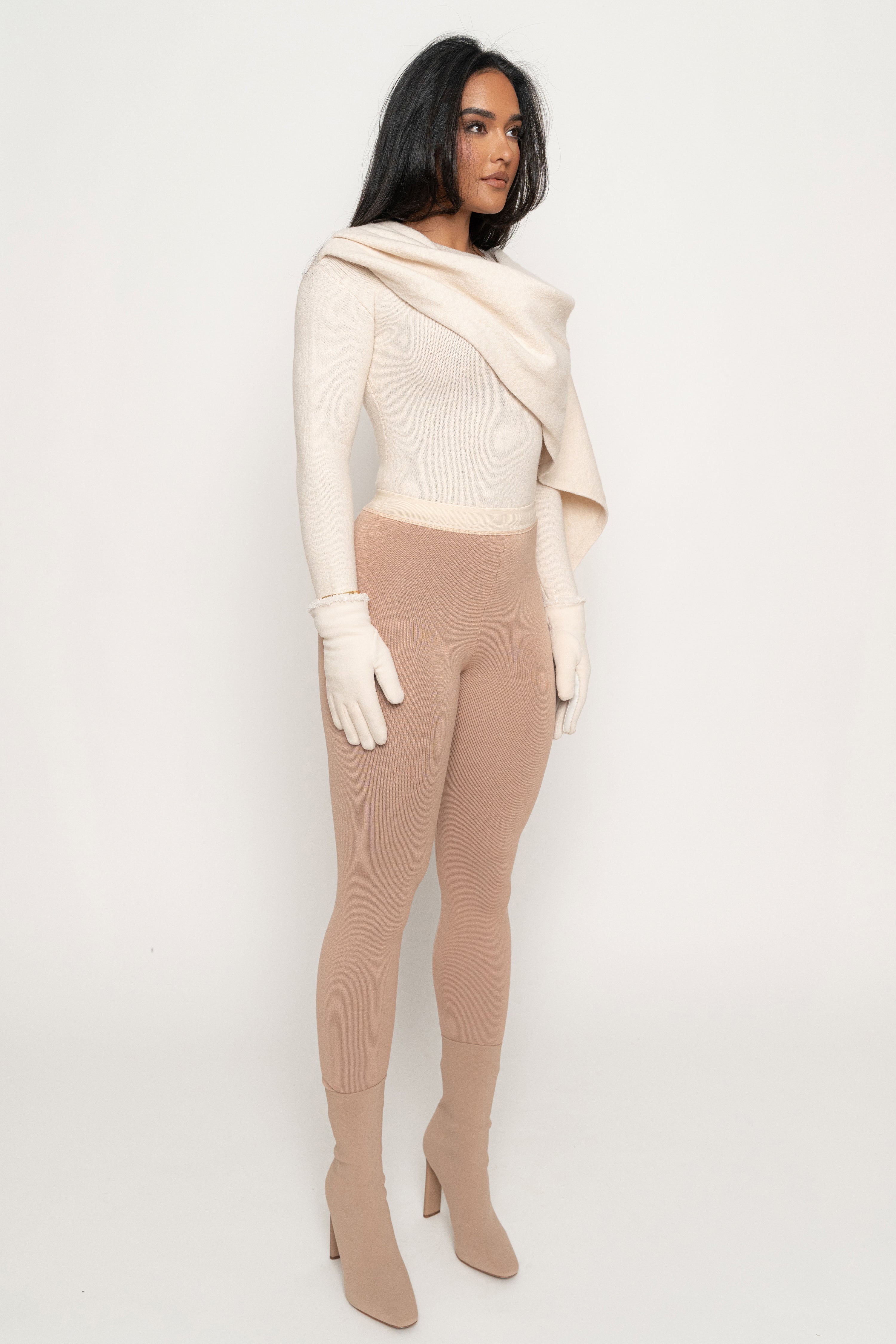 Milk Ribbed Scarf Top - JLUXLABEL