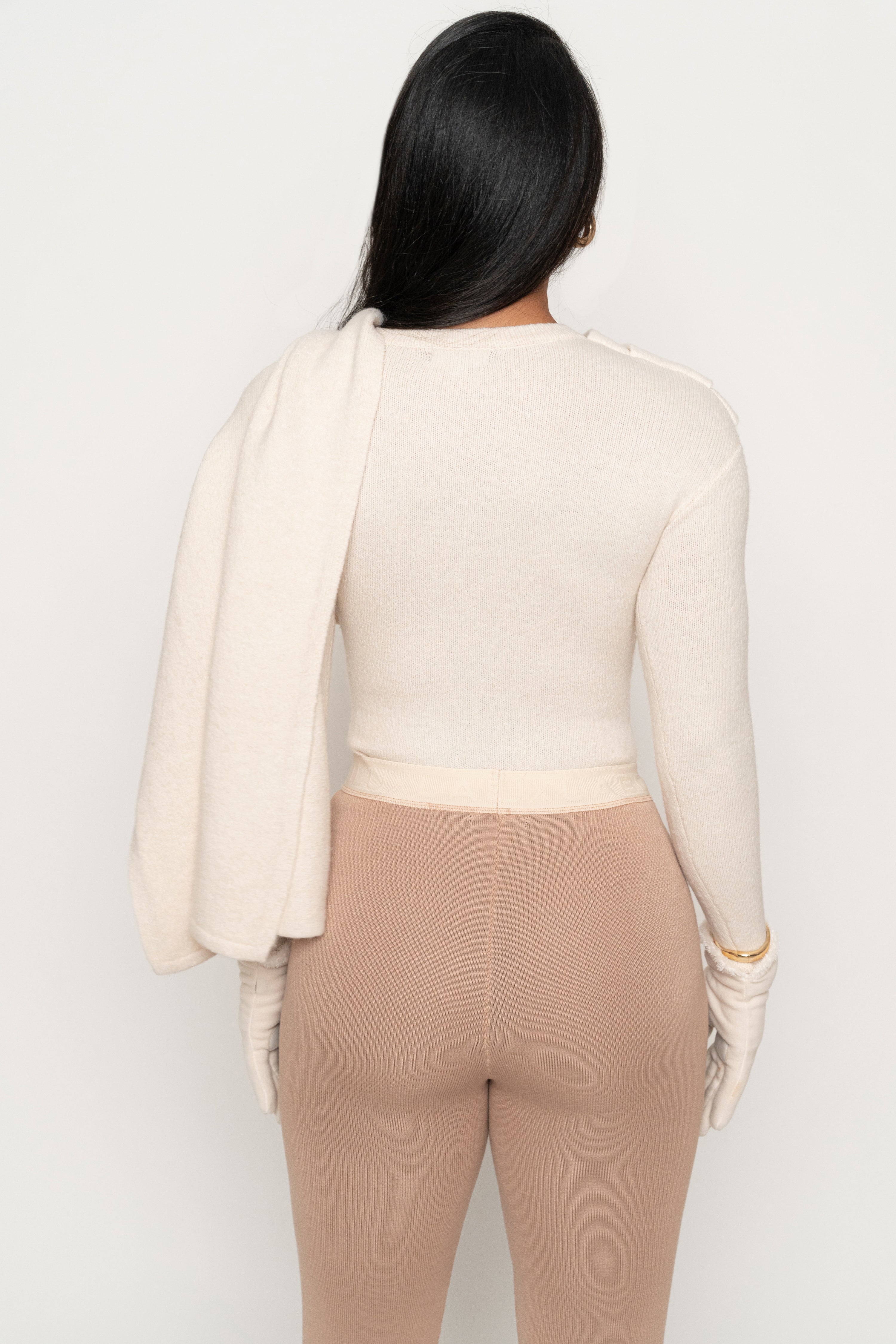 Milk Ribbed Scarf Top - JLUXLABEL