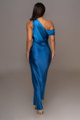 Royal Blue Dessa Satin Maxi Dress - JLUXLABEL