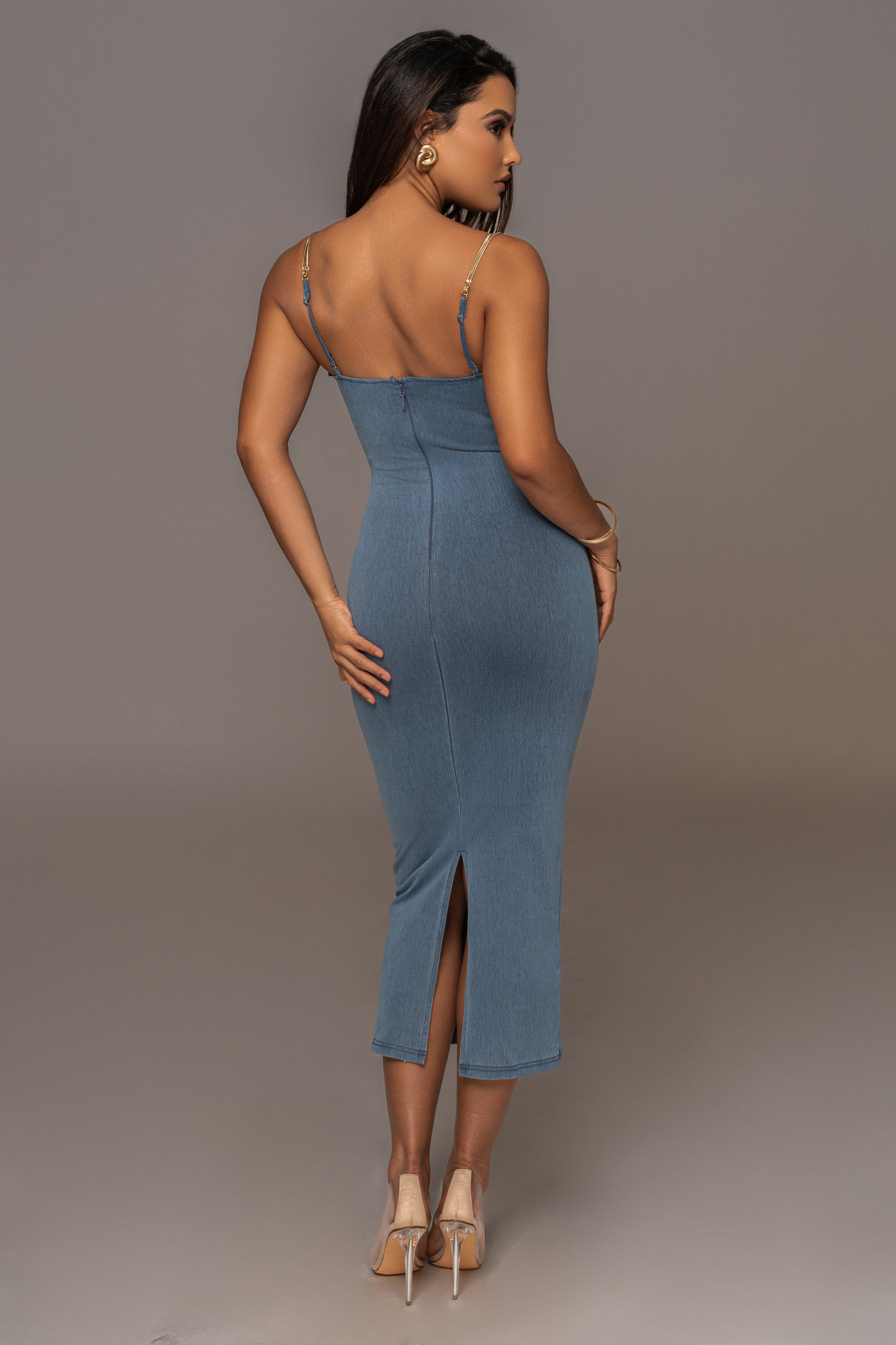 Medium Wash Denim Visions Of You Dress - JLUXLABEL