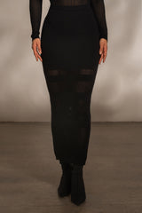 Black Lina Knit Maxi Skirt - JLUXLABEL