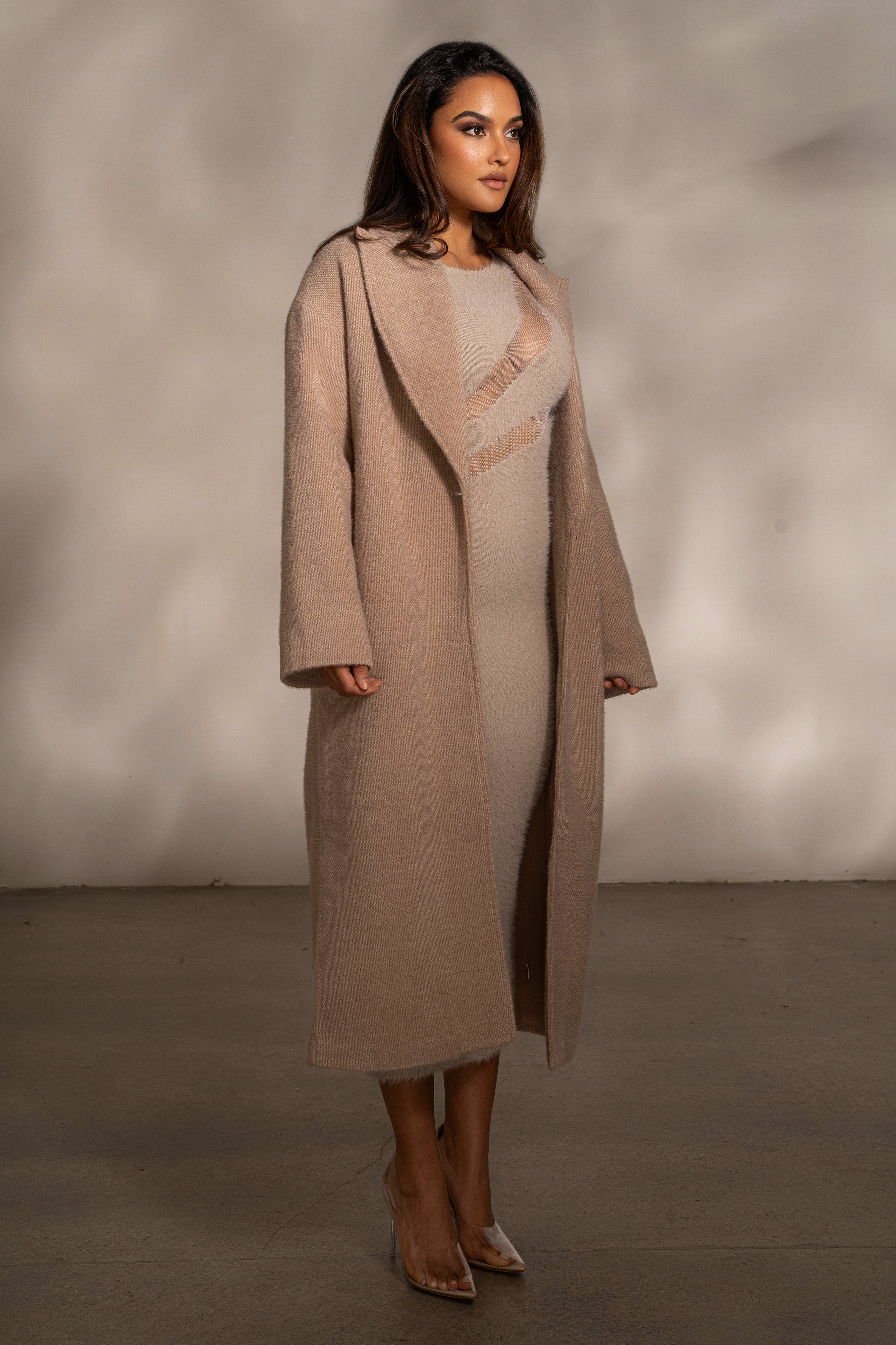 Sand Dion Oversized Coat - JLUXLABEL