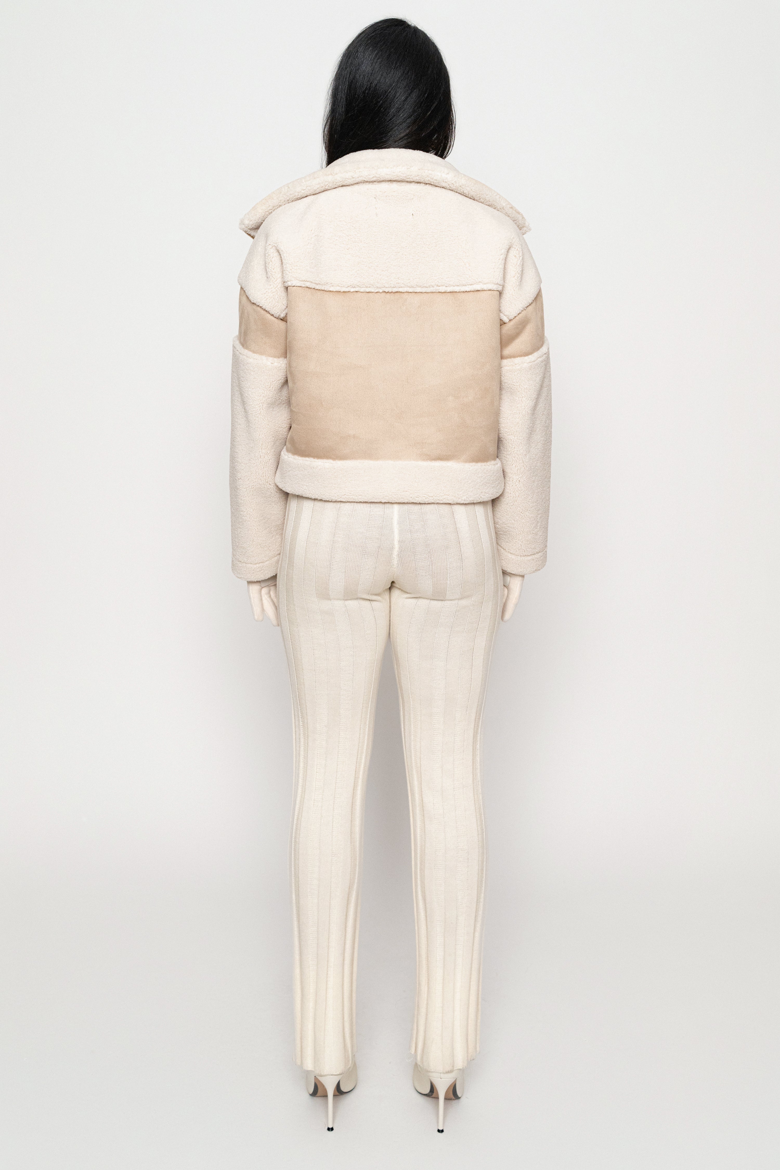 Sand Suede And Sherpa Jacket - JLUXLABEL