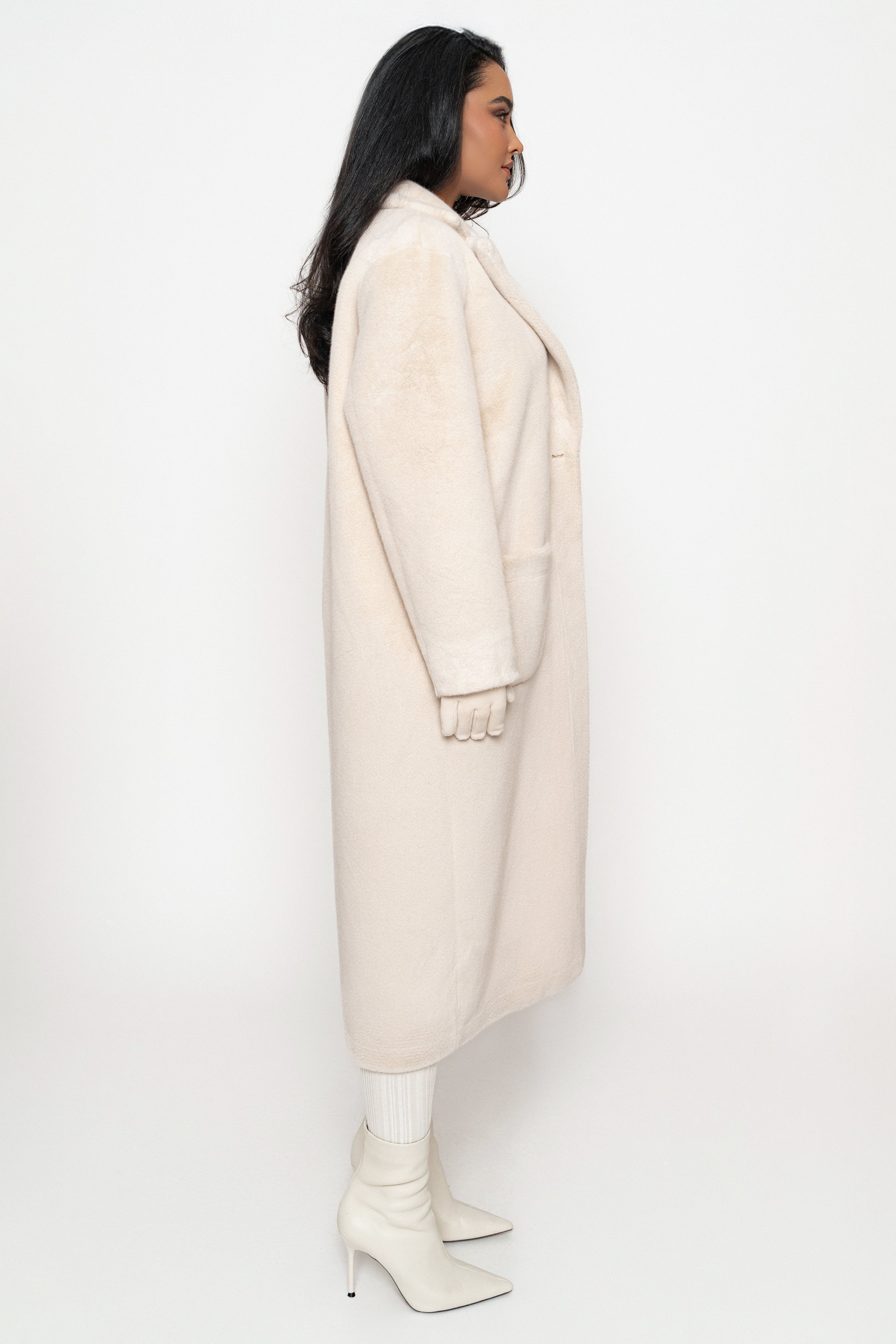 Beige Thelma Reversible Suede Coat - JLUXLABEL