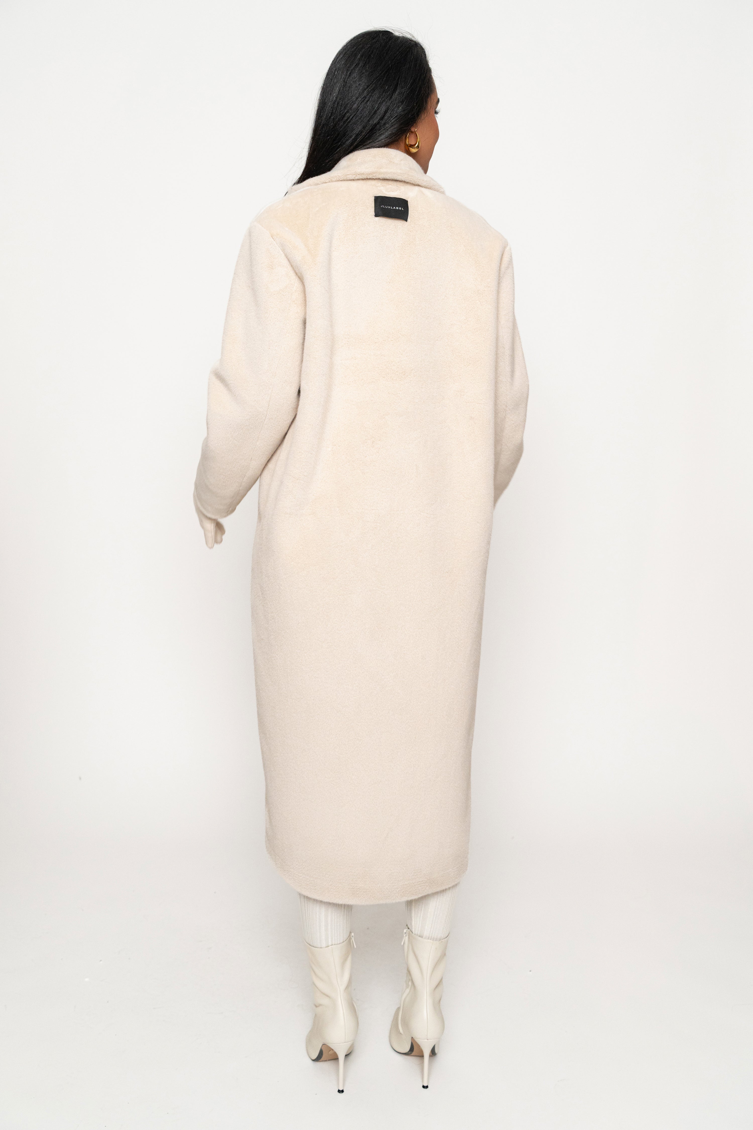 Beige Thelma Reversible Suede Coat - JLUXLABEL