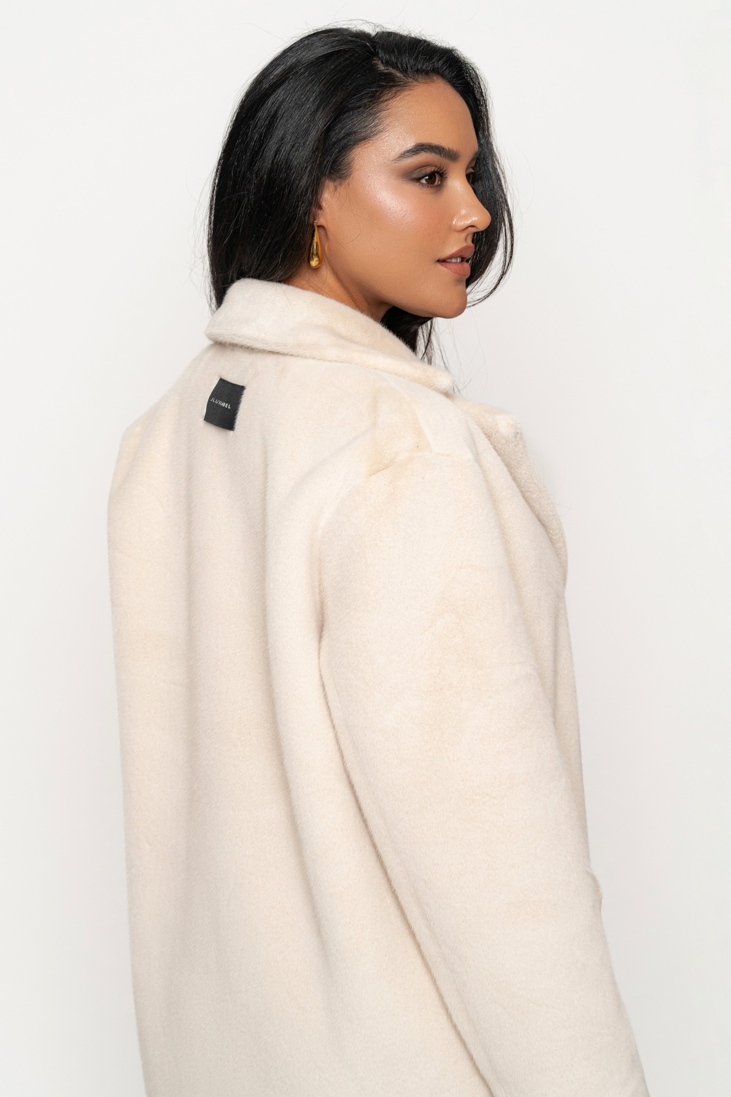 Beige Thelma Reversible Suede Coat - JLUXLABEL