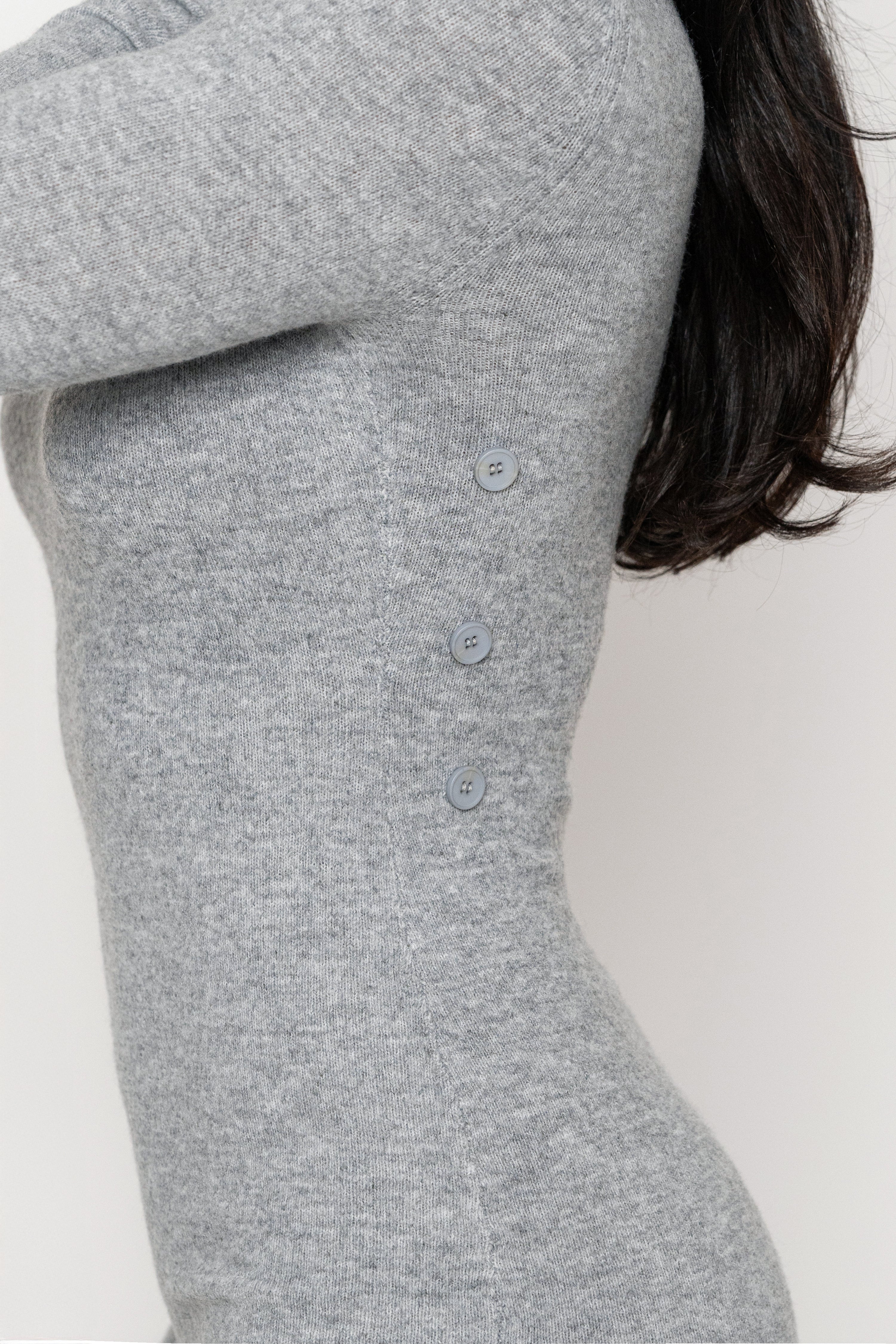 Heather Grey Scarf Draped Mini Dress - JLUXLABEL