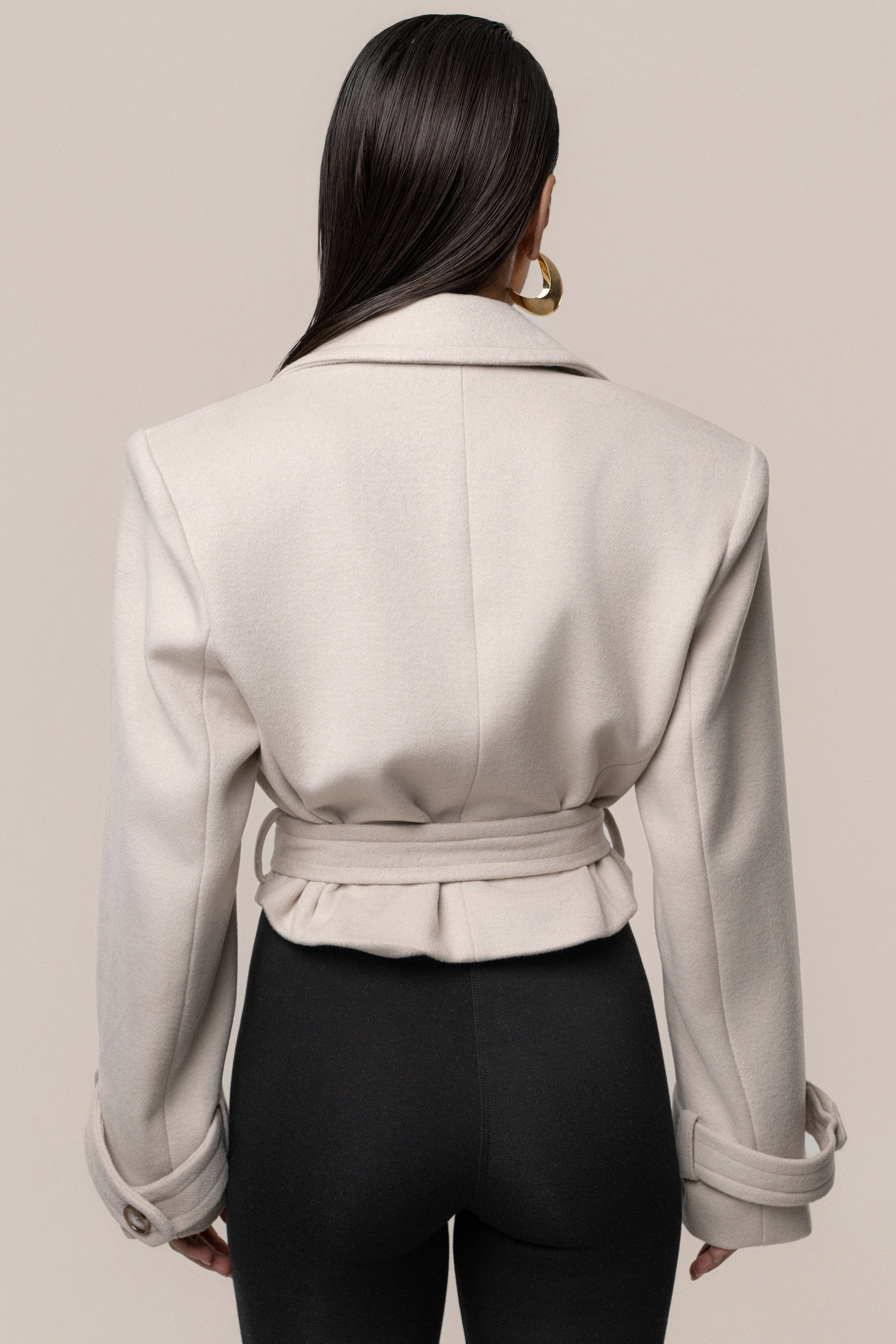 Beige Sharp Presence Crop Jacket