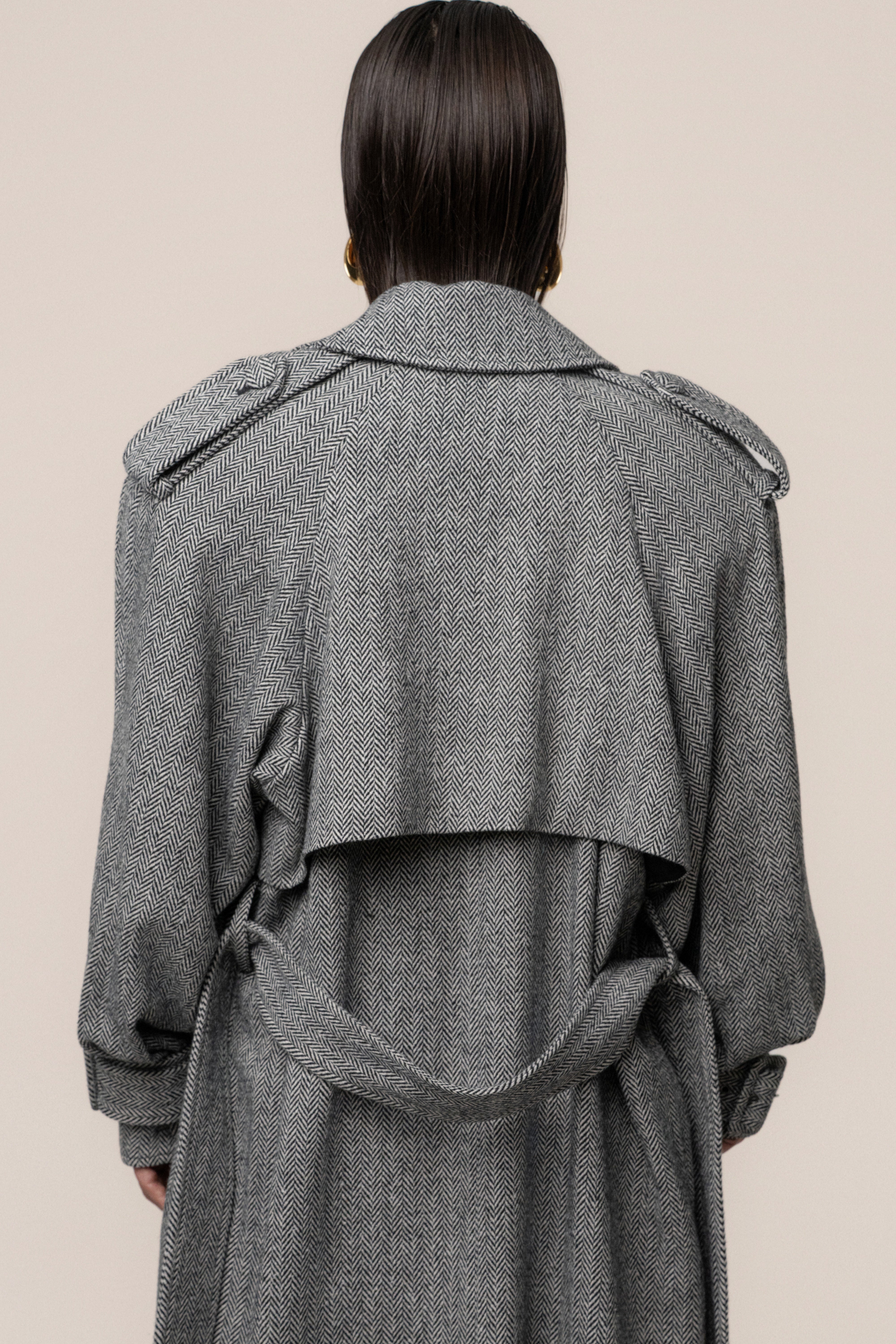 PRE-ORDER Herringbone Oversized Trench Coat