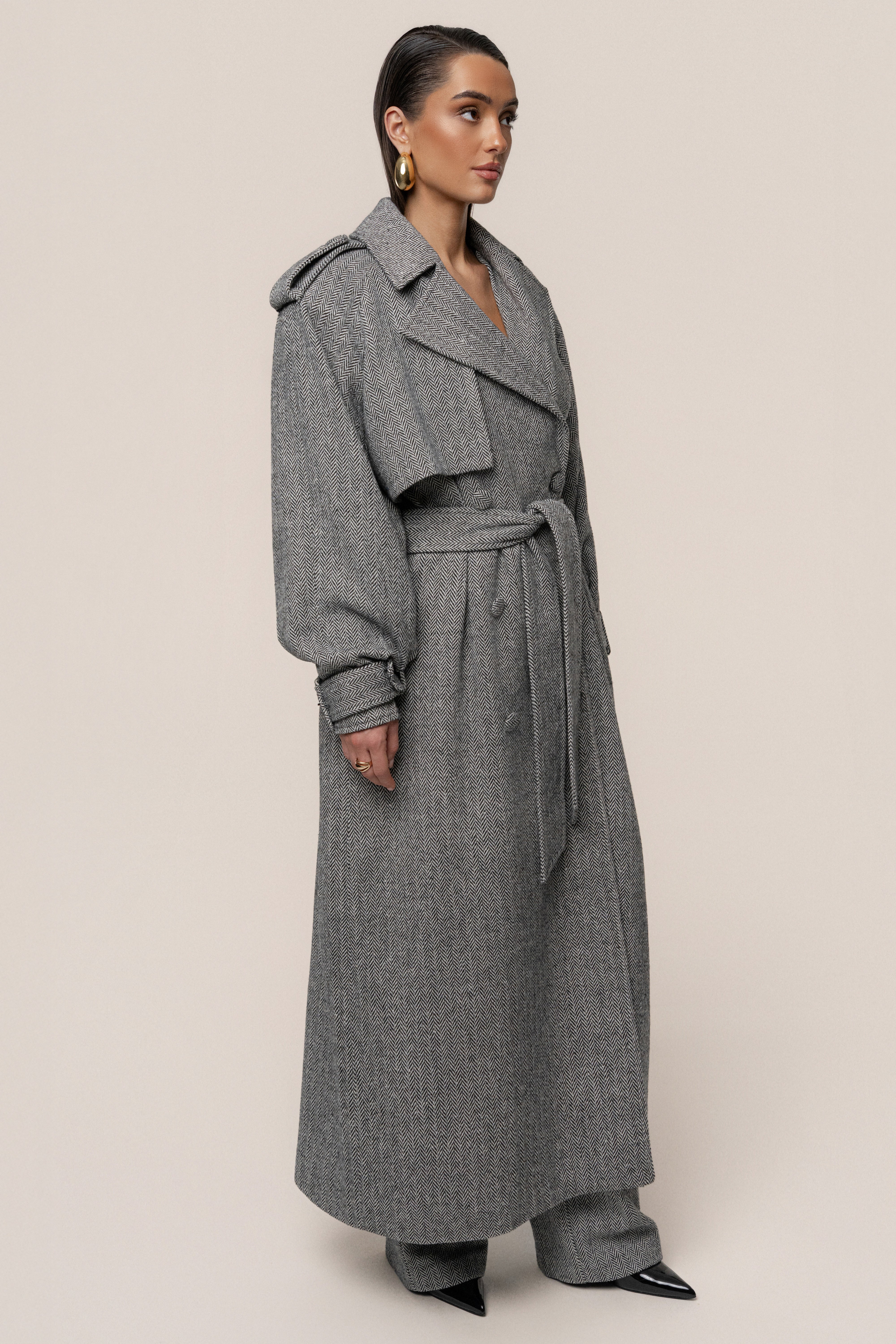 PRE-ORDER Herringbone Oversized Trench Coat