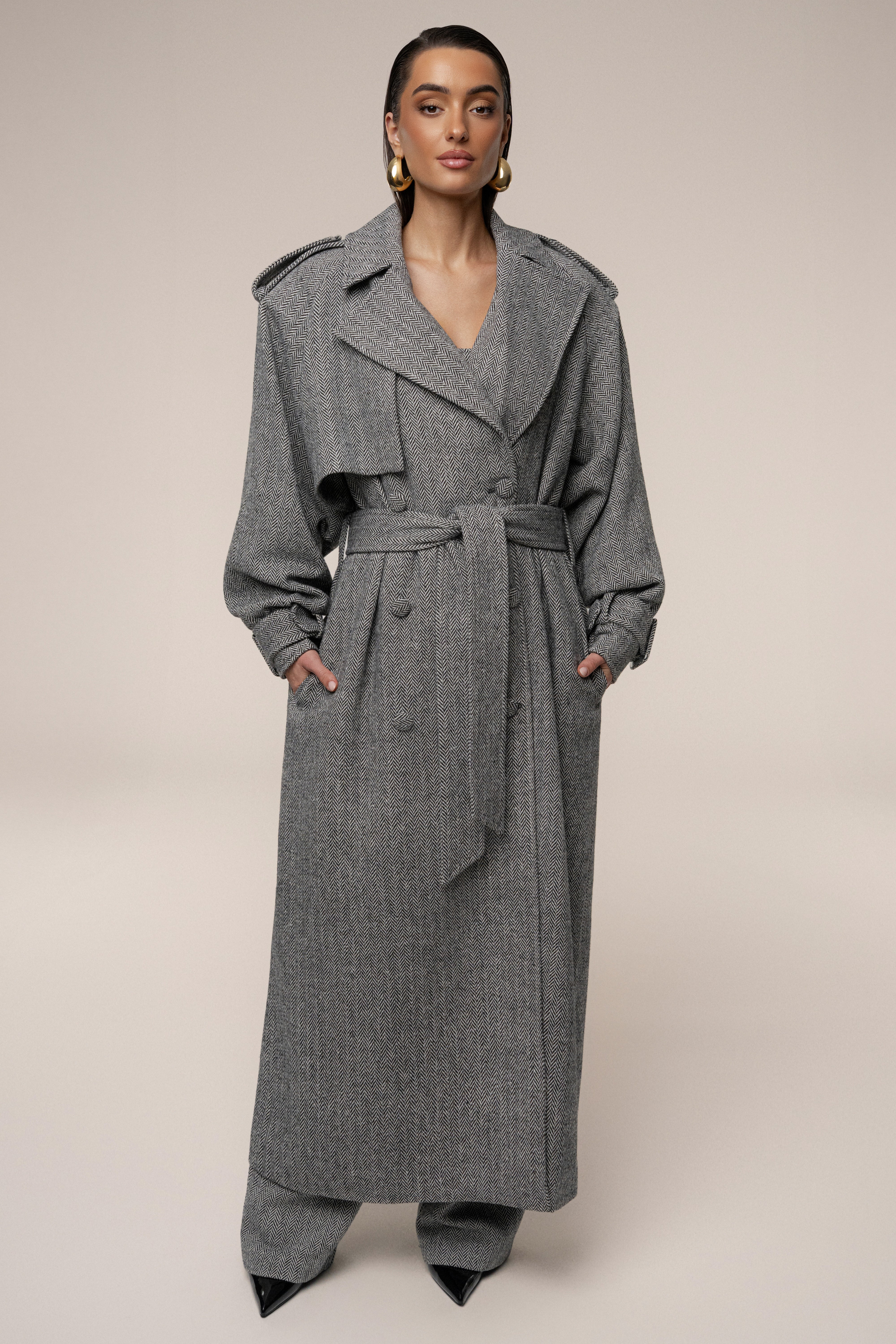 PRE-ORDER Herringbone Oversized Trench Coat