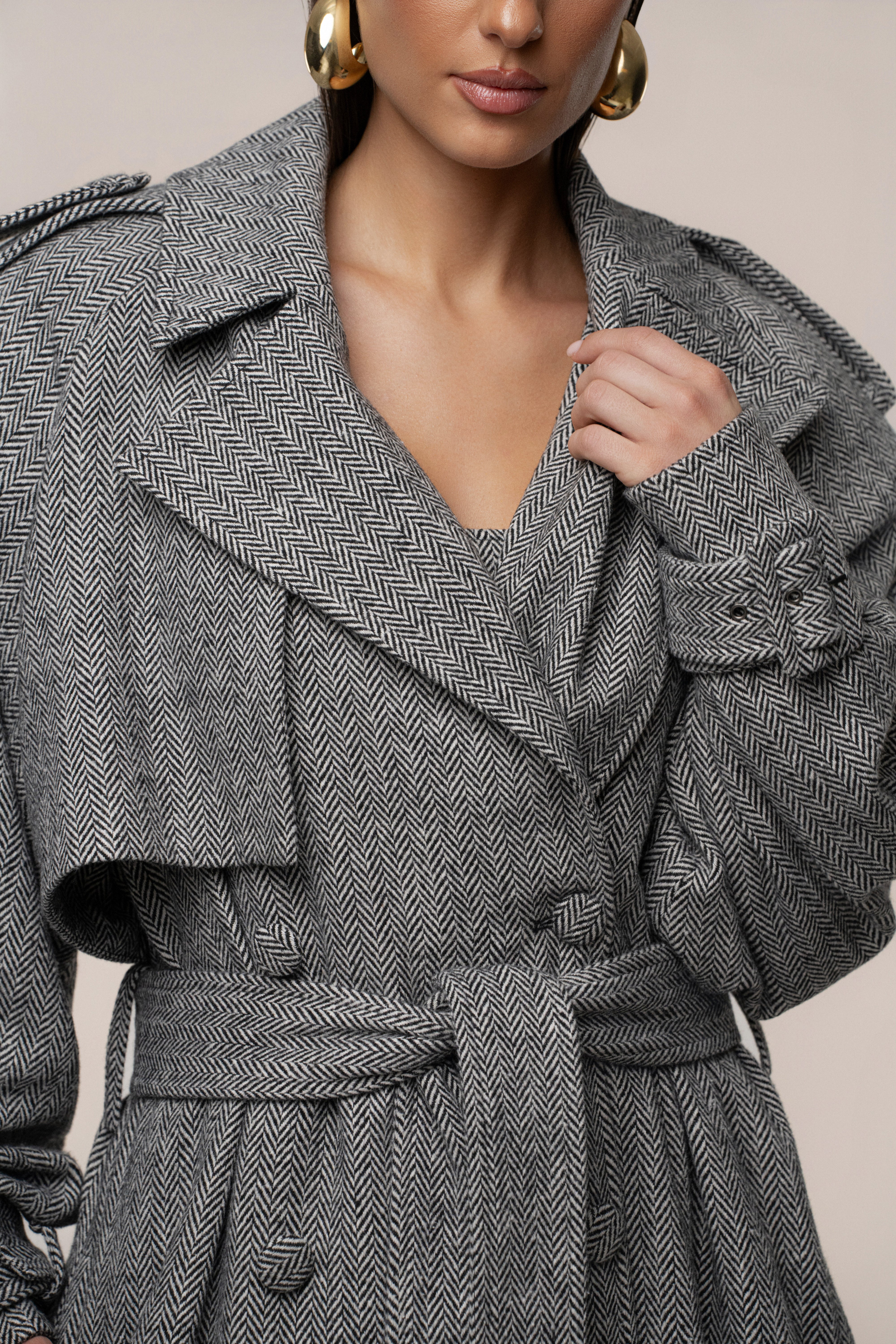 PRE-ORDER Herringbone Oversized Trench Coat