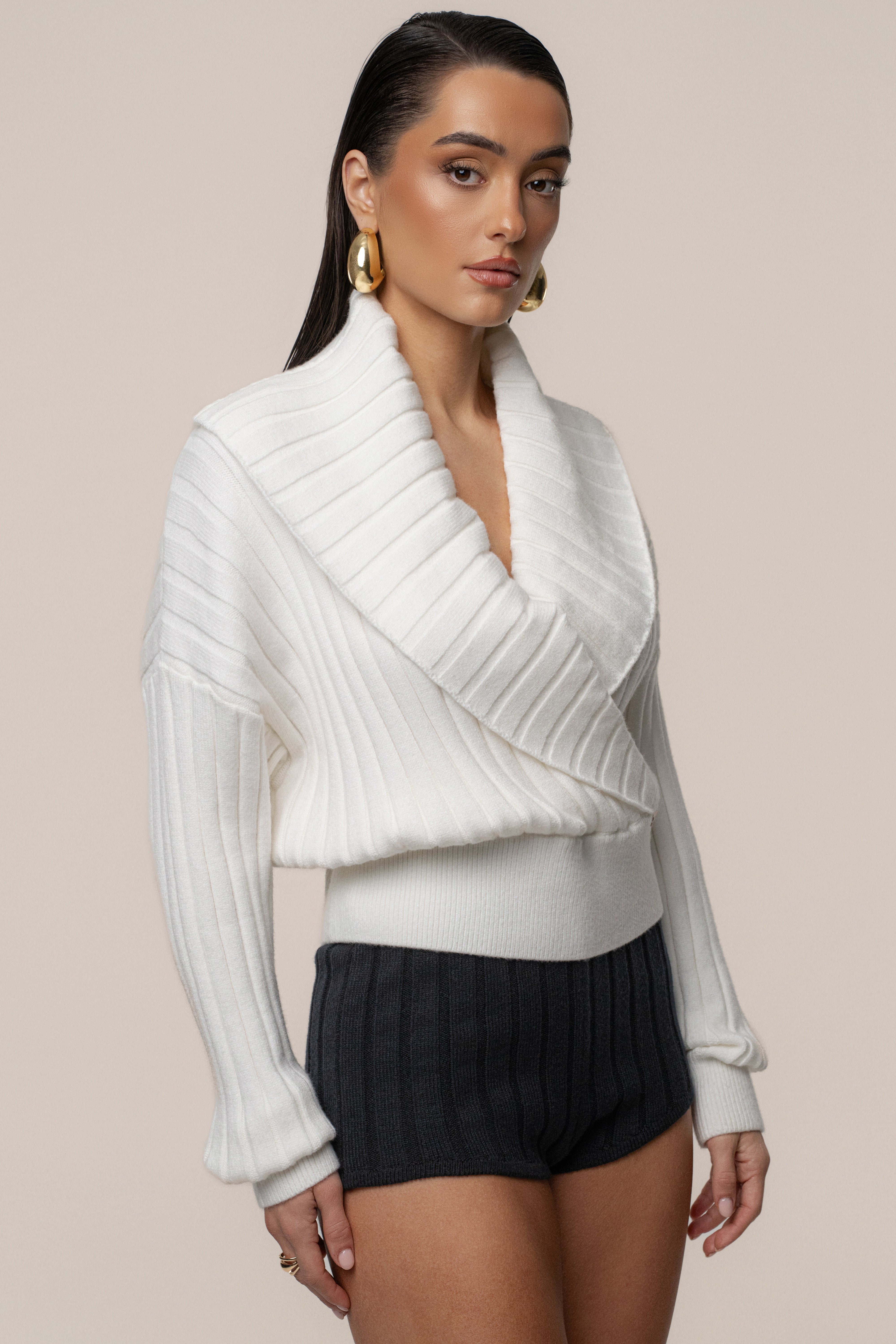 Ivory Ease Forward Knit Top - JLUXLABEL