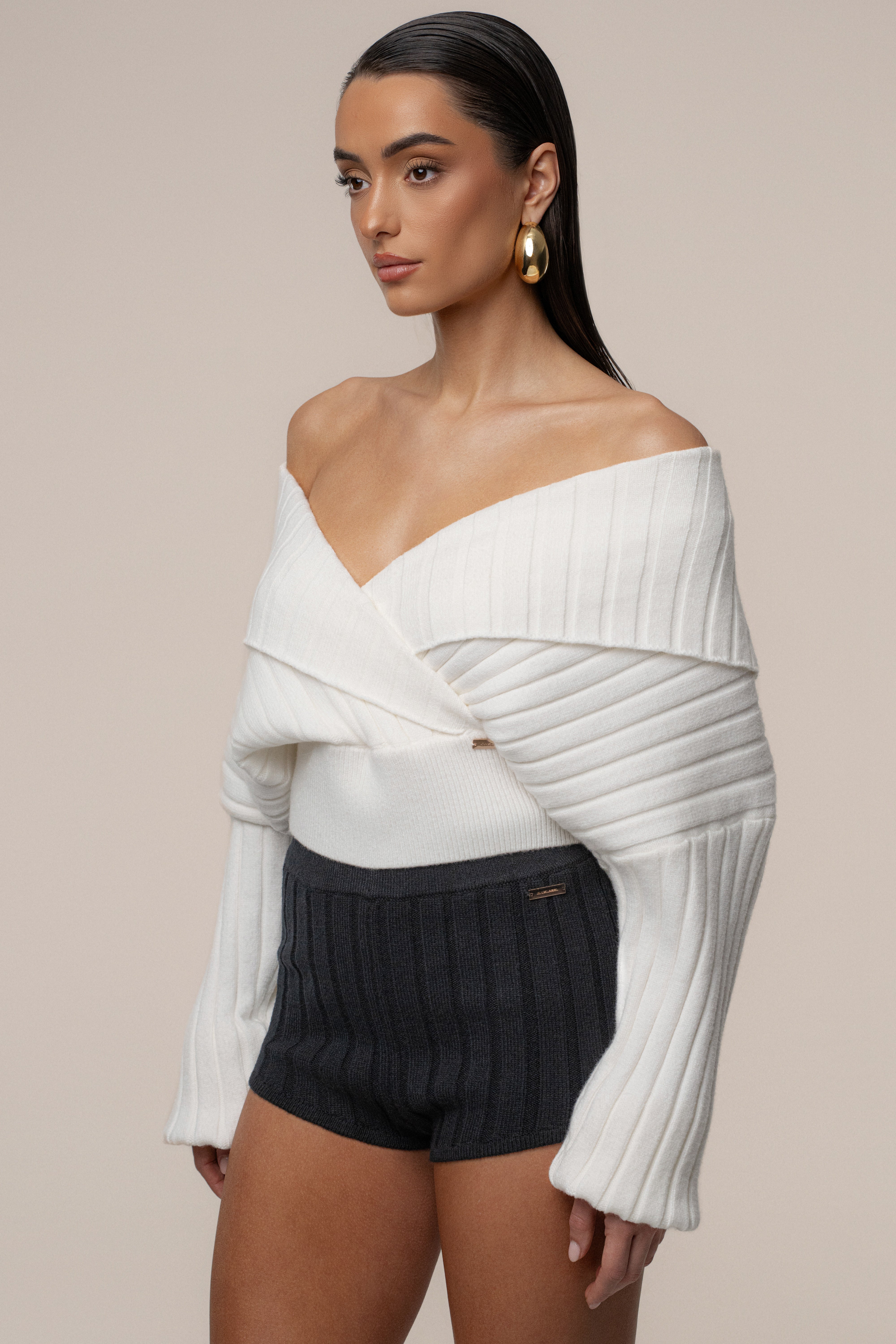 Ivory Ease Forward Knit Top - JLUXLABEL