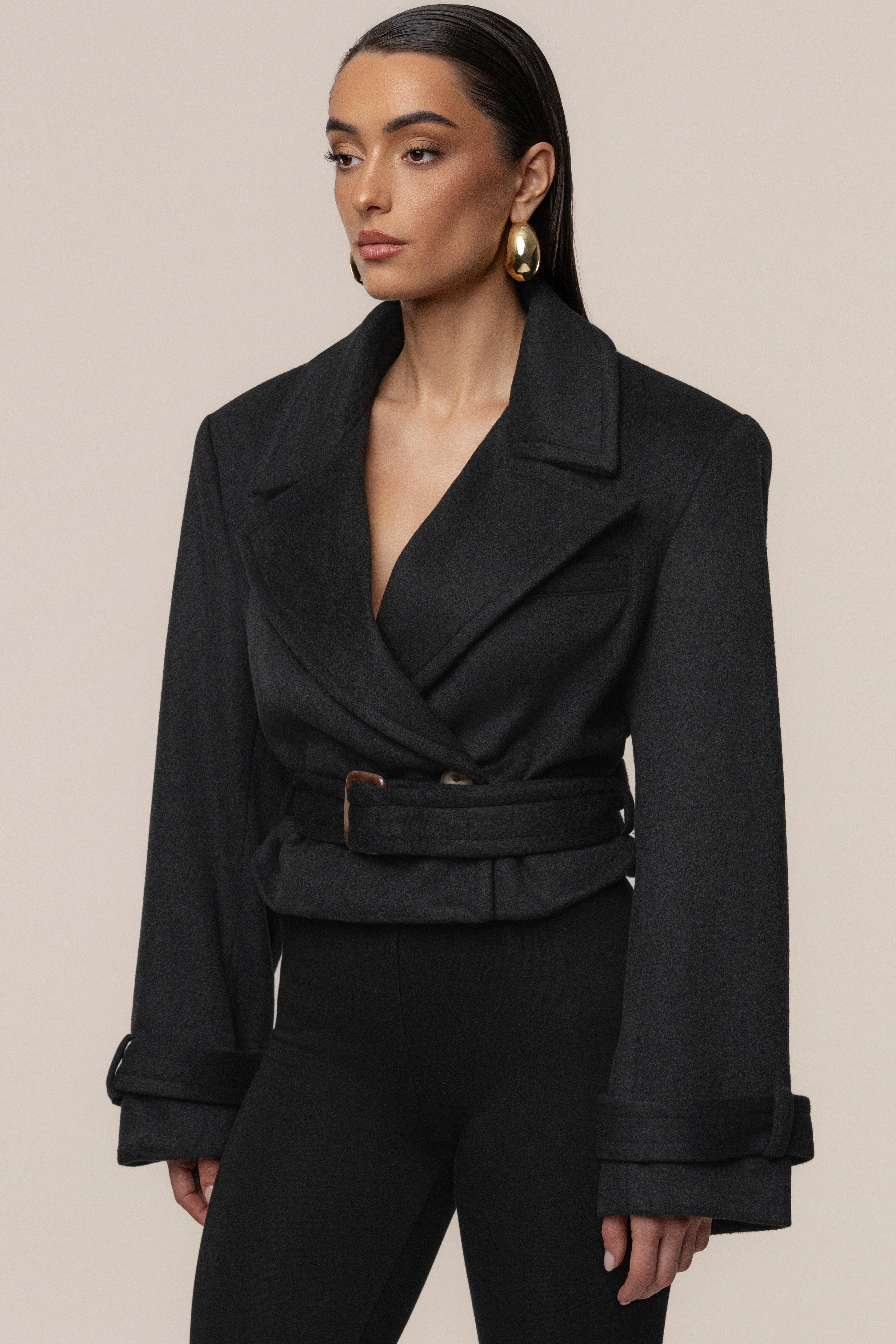 Black Sharp Presence Crop Jacket