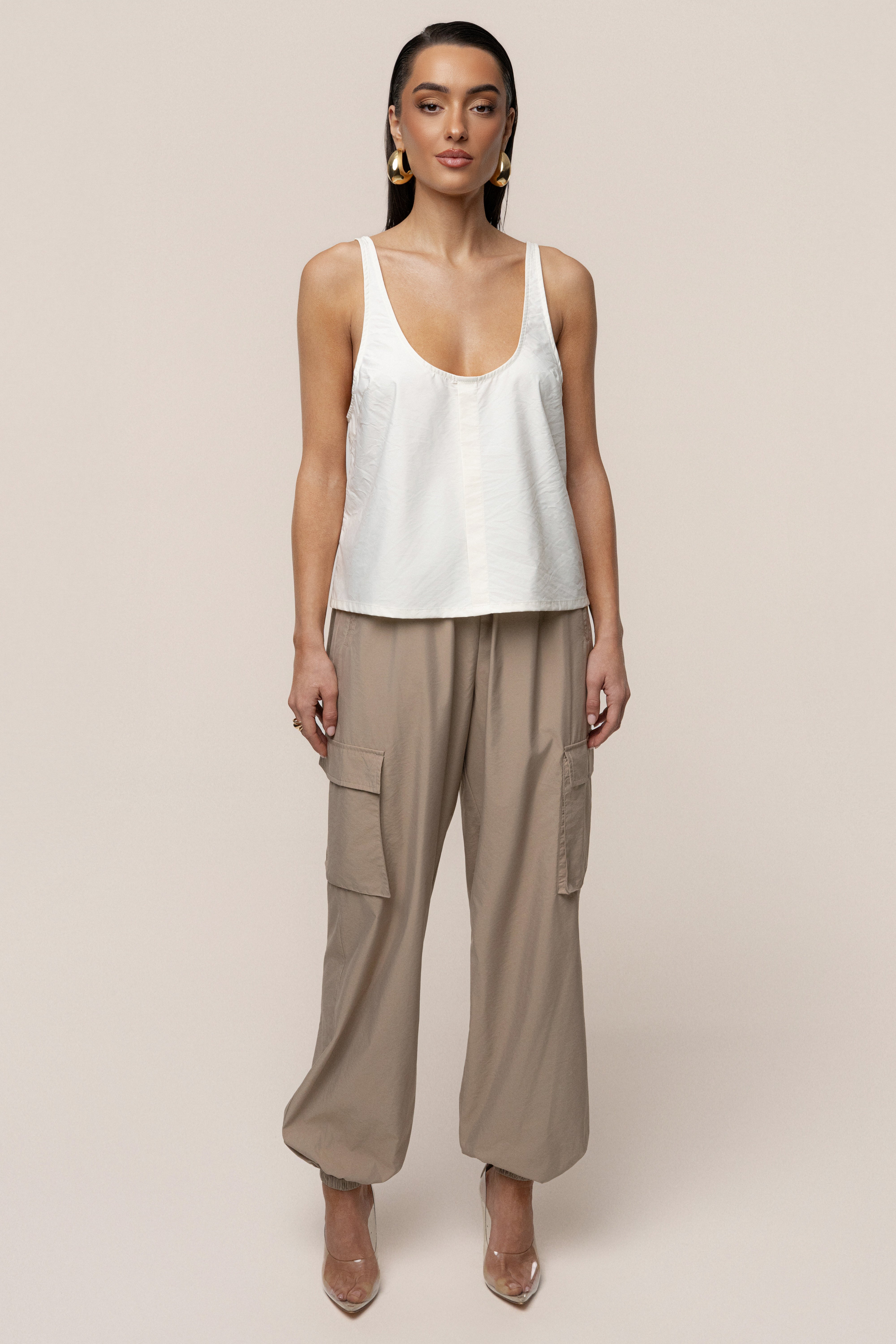 Ivory Active Scoop Neck Top - JLUXLABEL