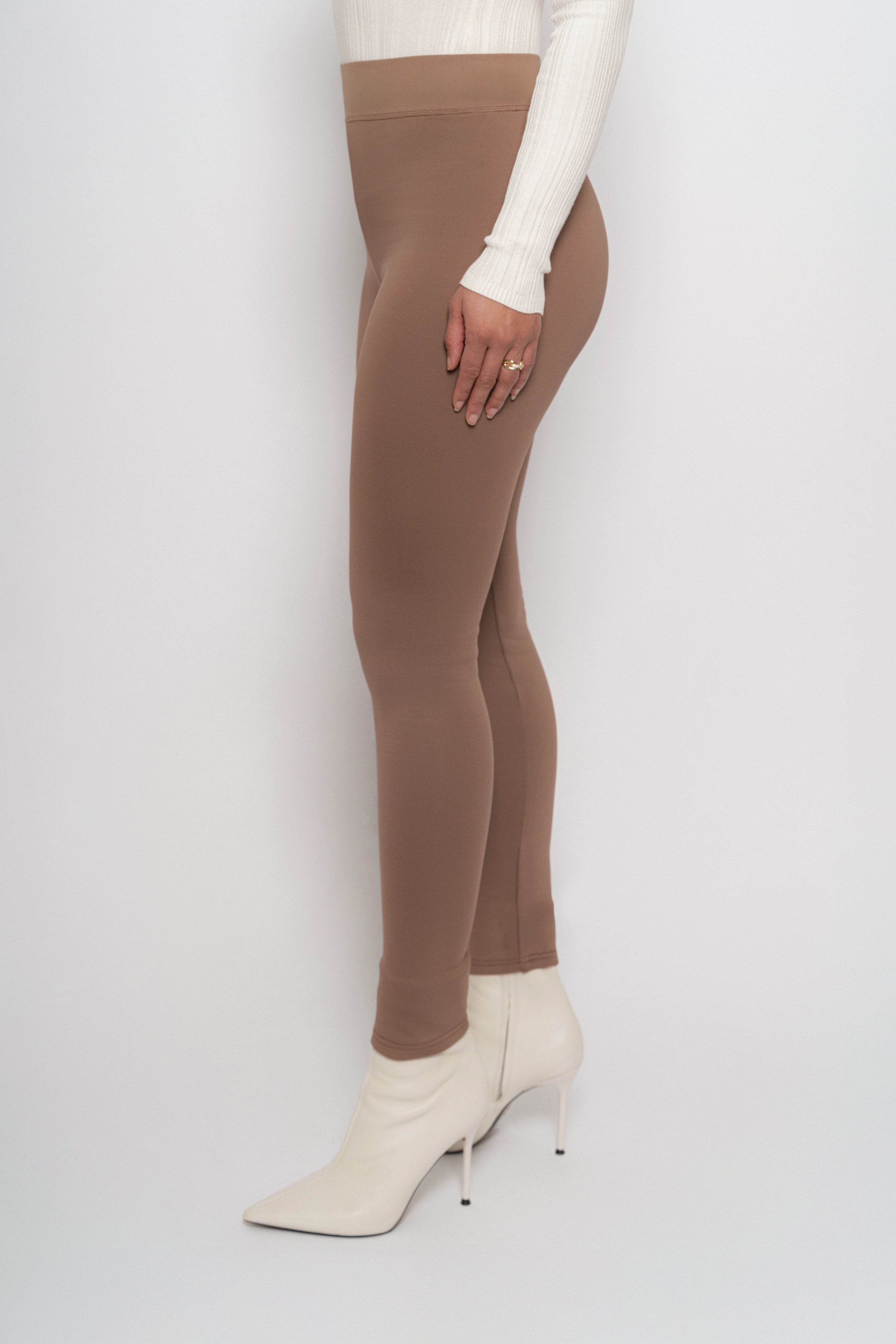 Brown Essential High-Waist Leggings - JLUXLABEL