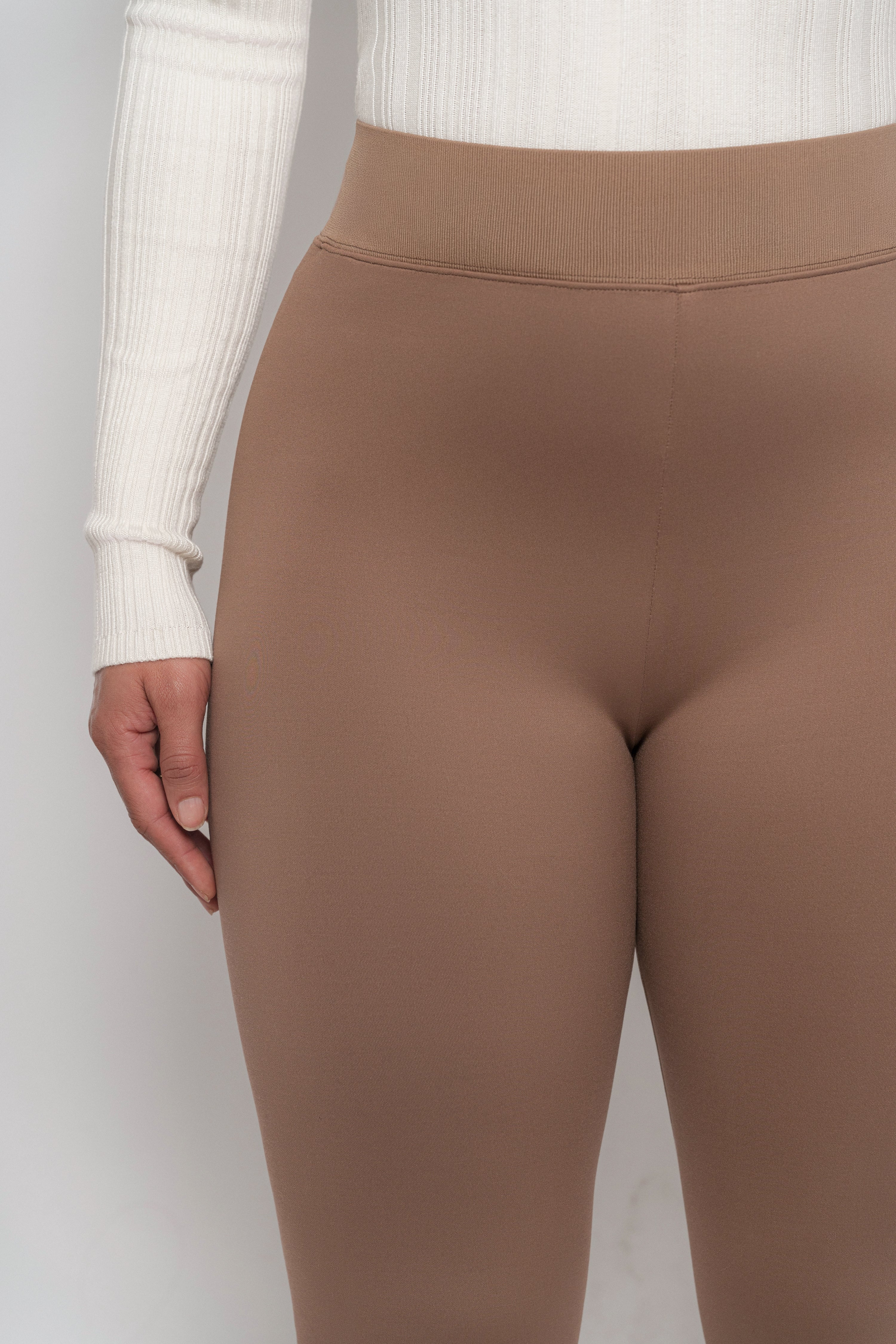 Brown Essential High-Waist Leggings - JLUXLABEL