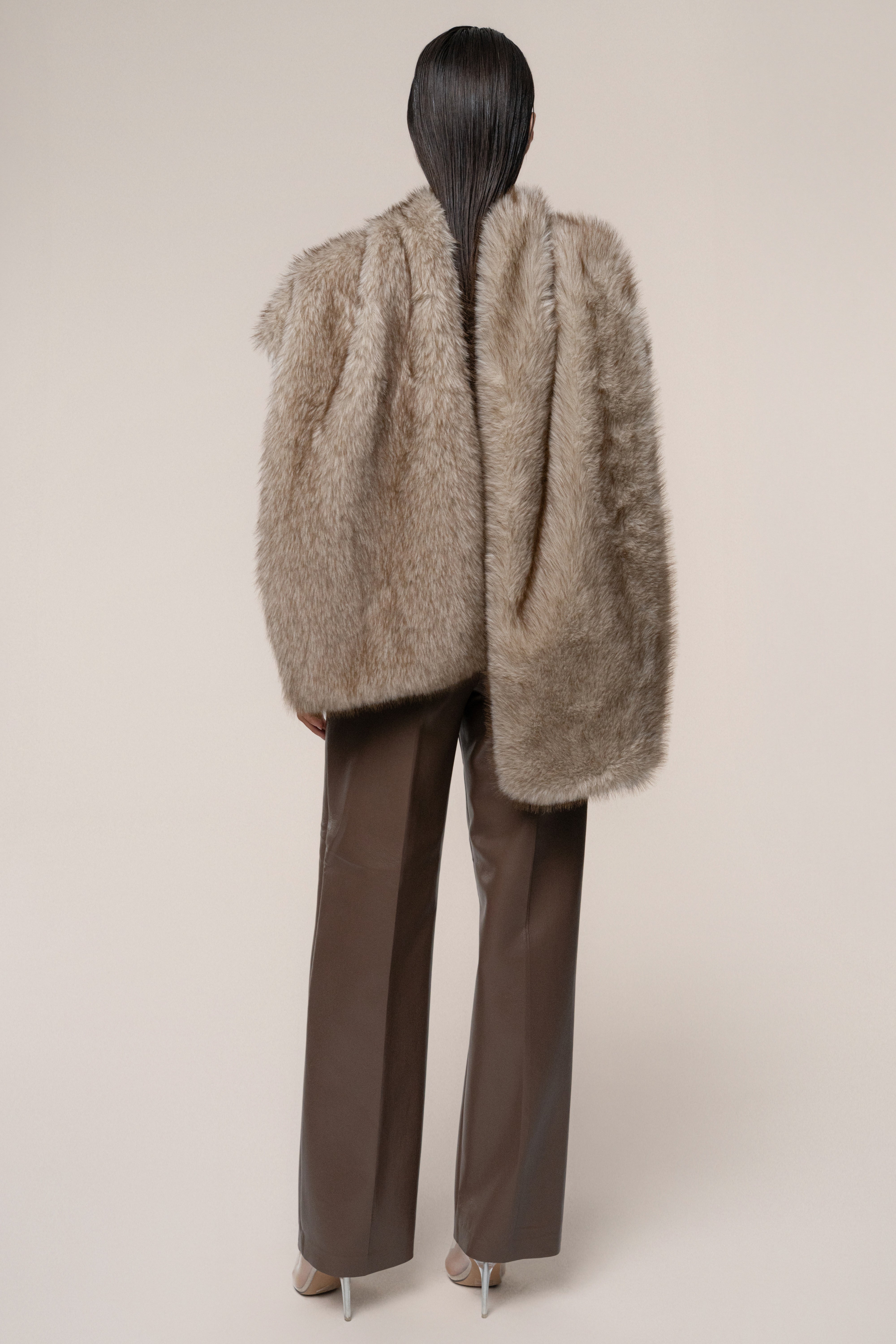 Ivory/Brown Winter Bliss Faux Fur Wrap