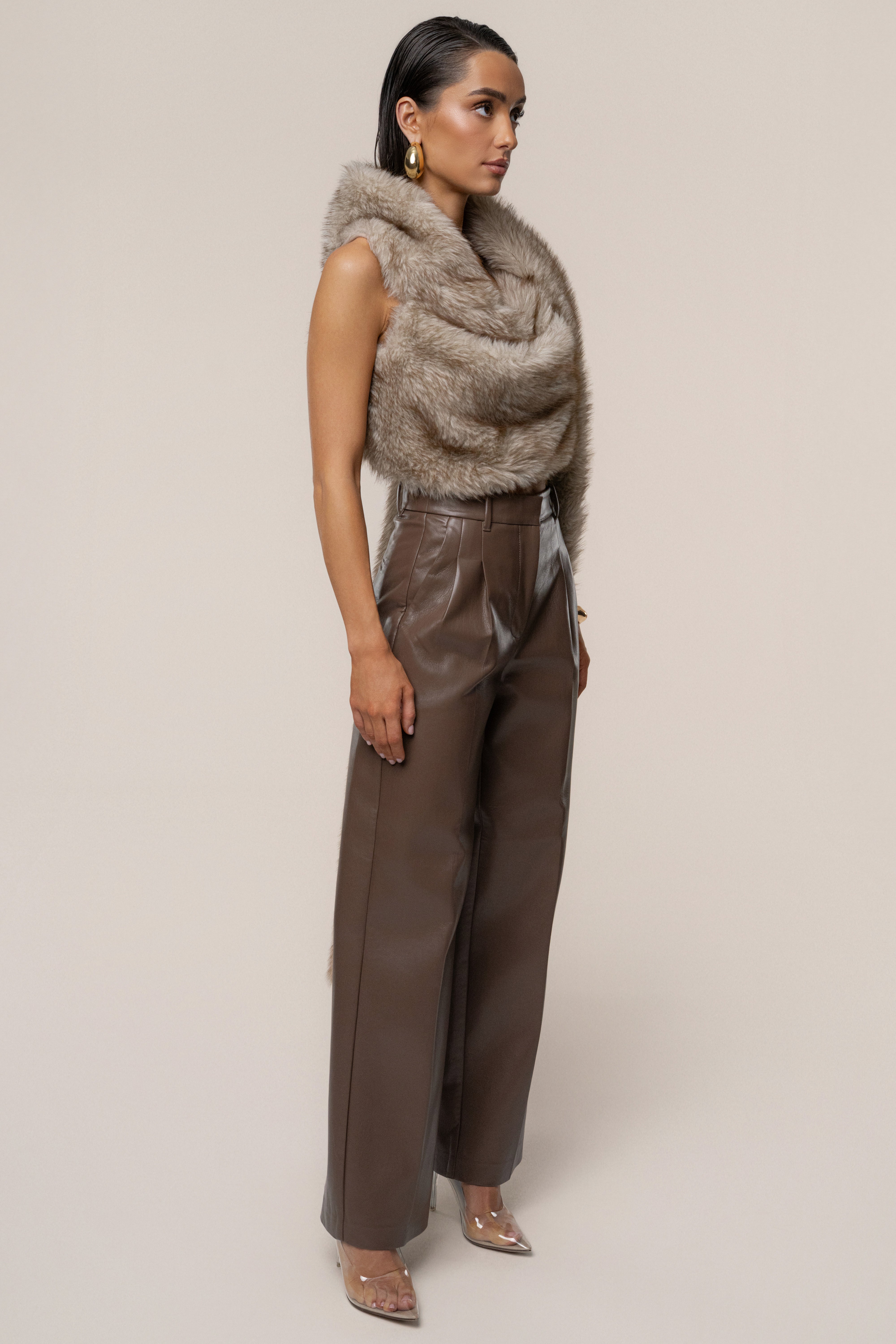 Ivory/Brown Winter Bliss Faux Fur Wrap
