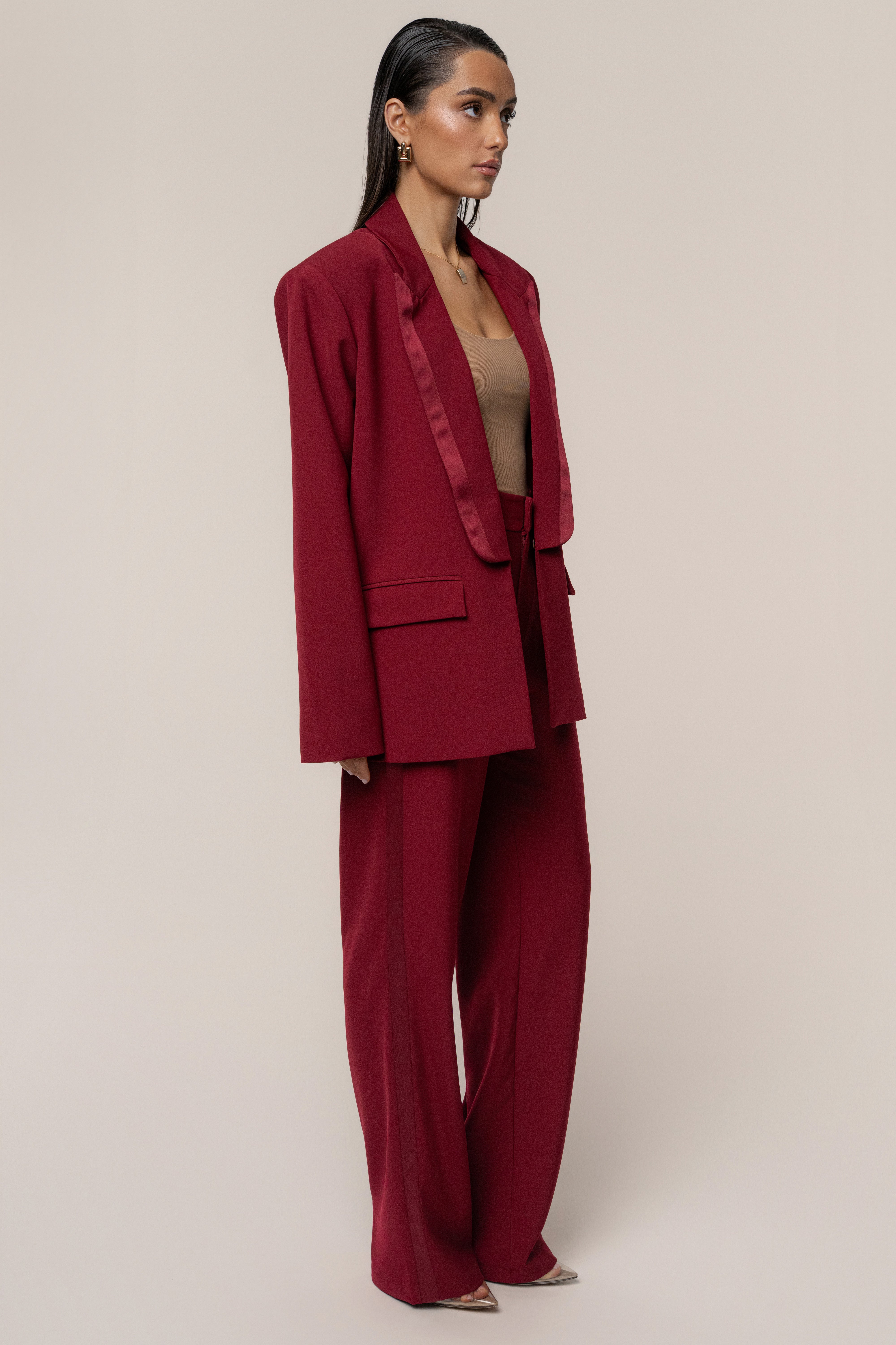 Burgundy Suite Life Woven Blazer