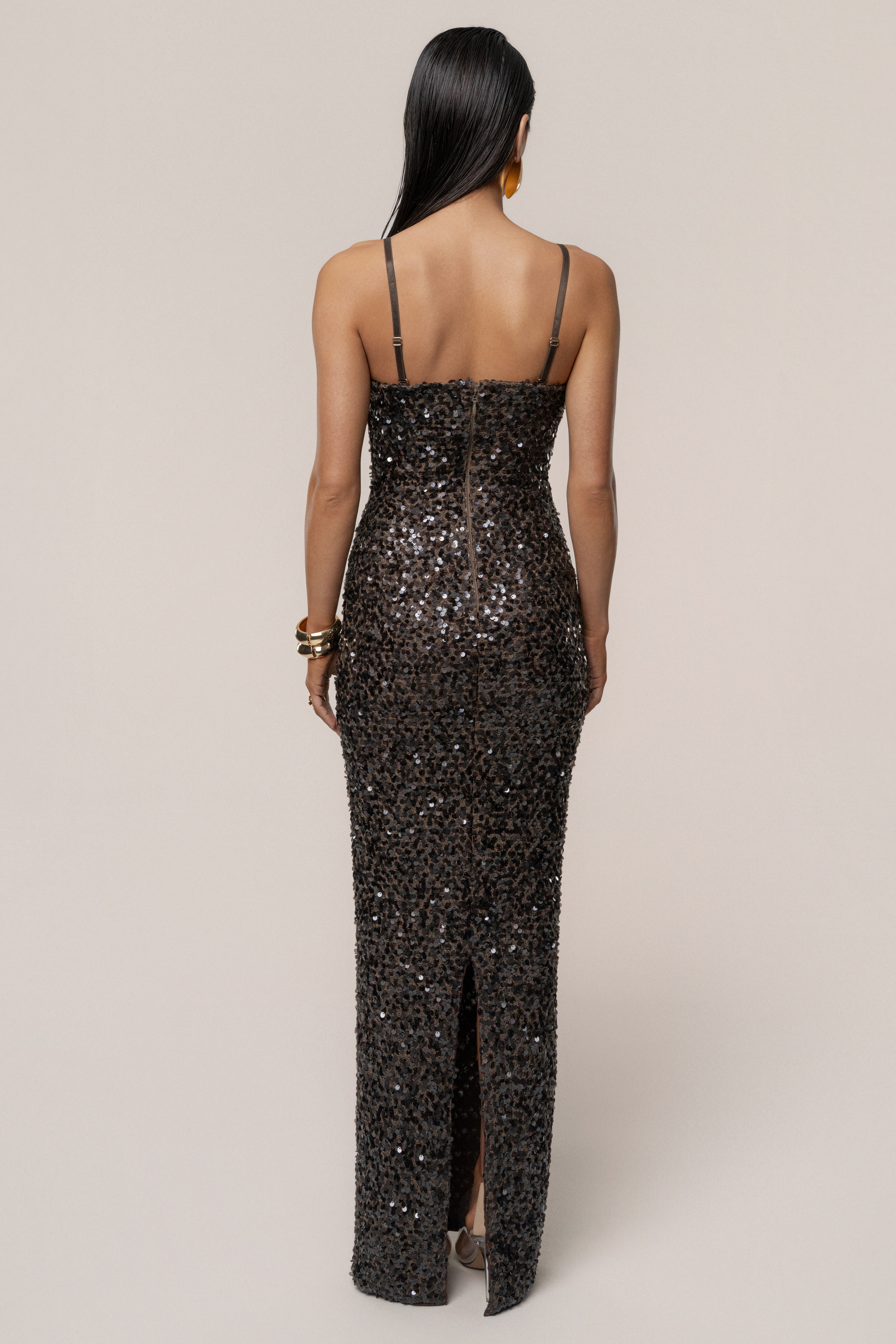 PRE-ORDER Chocolate Jewel Opulence Sequin Dress