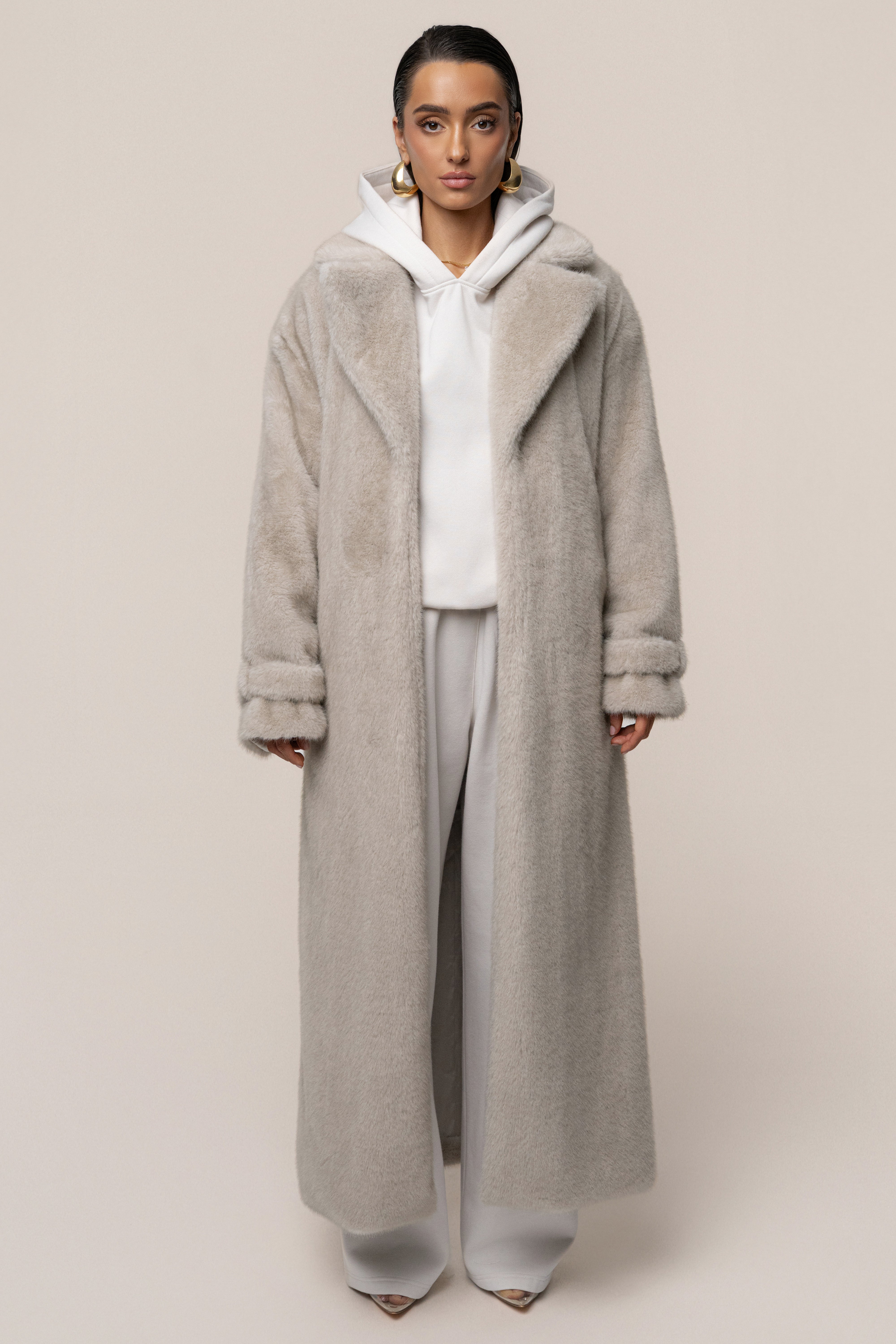 Stone Uptown Faux Fur Coat