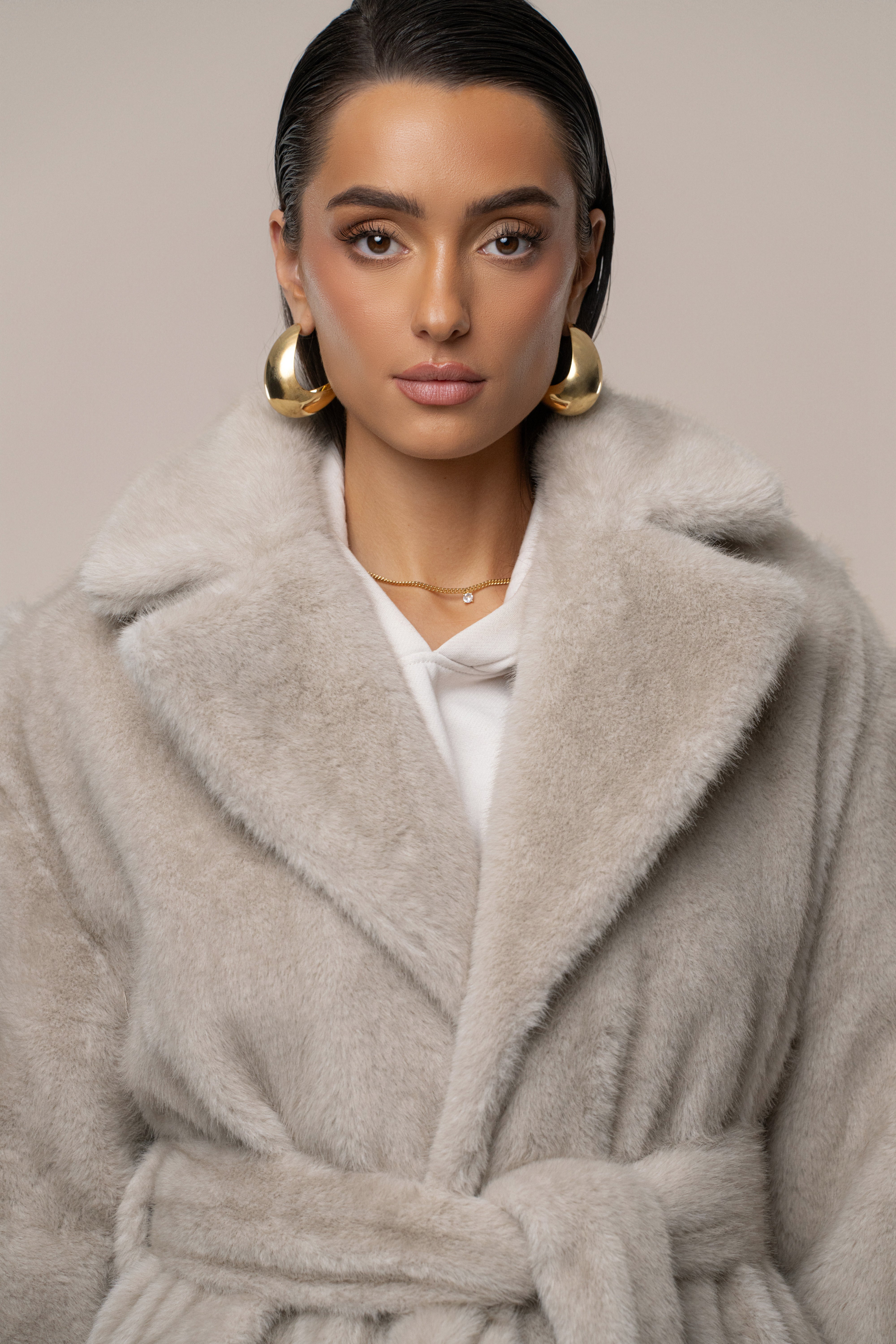 Stone Uptown Faux Fur Coat