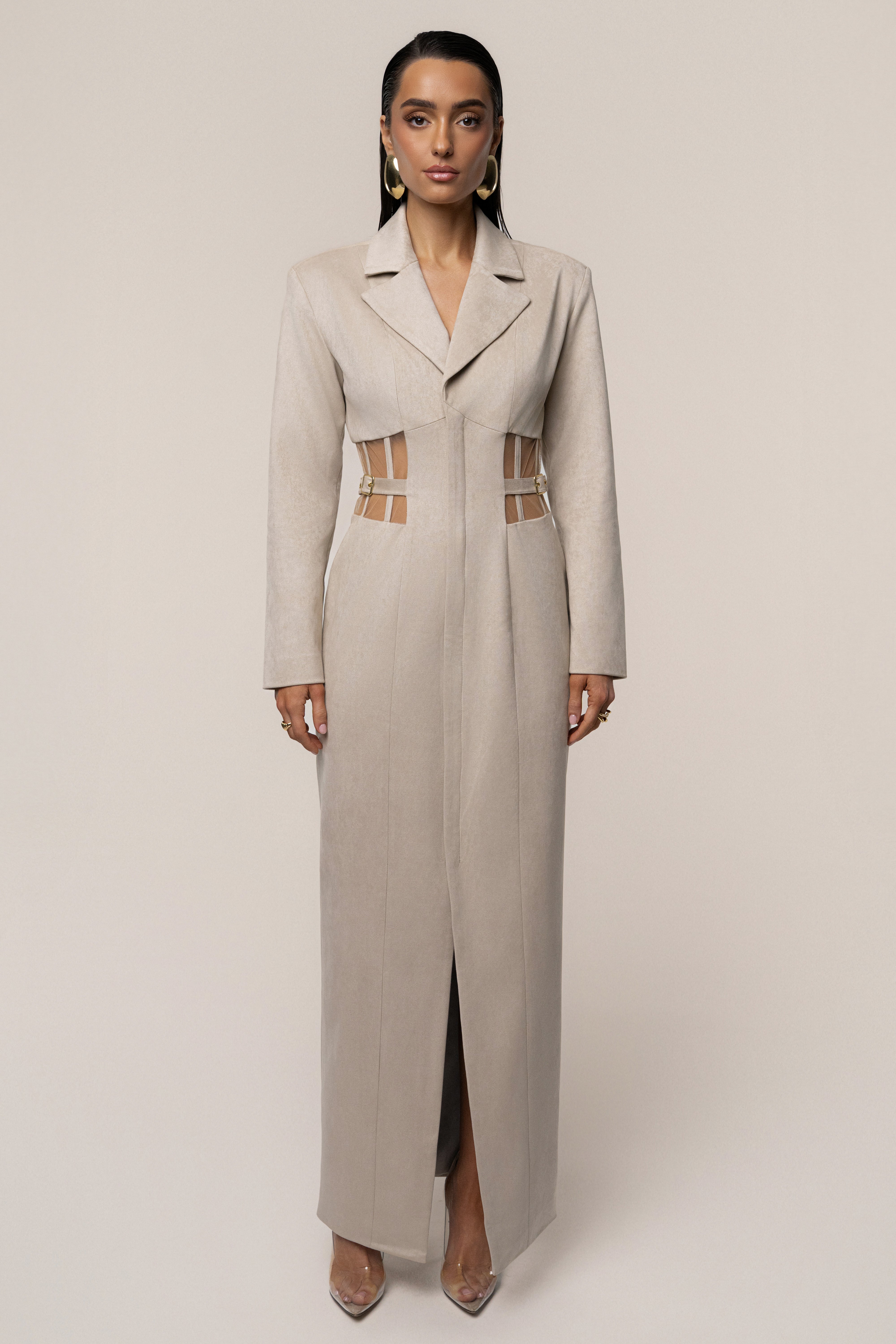 Stone Toffee Haze Suede Dress - JLUXLABEL