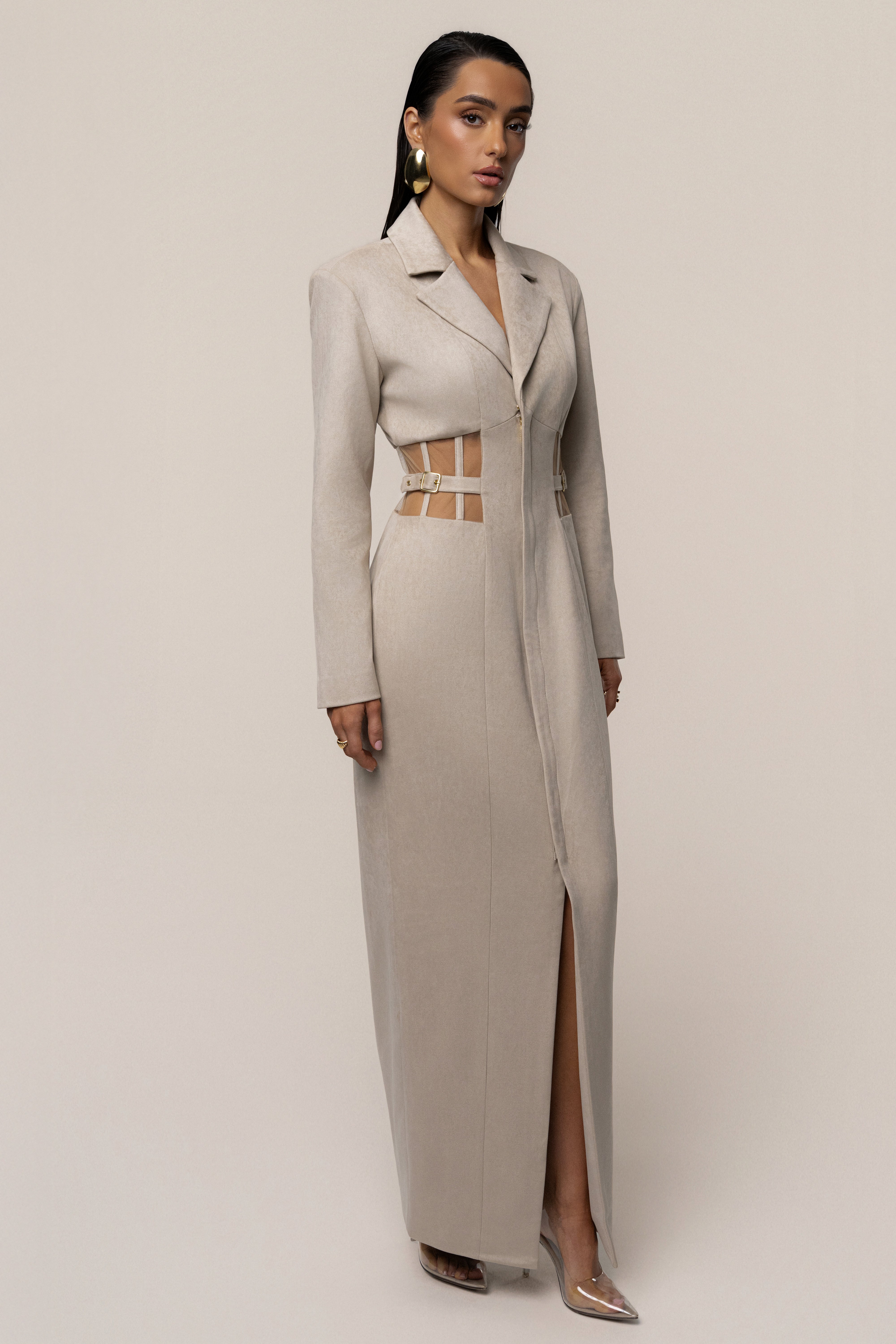 Stone Toffee Haze Suede Dress - JLUXLABEL