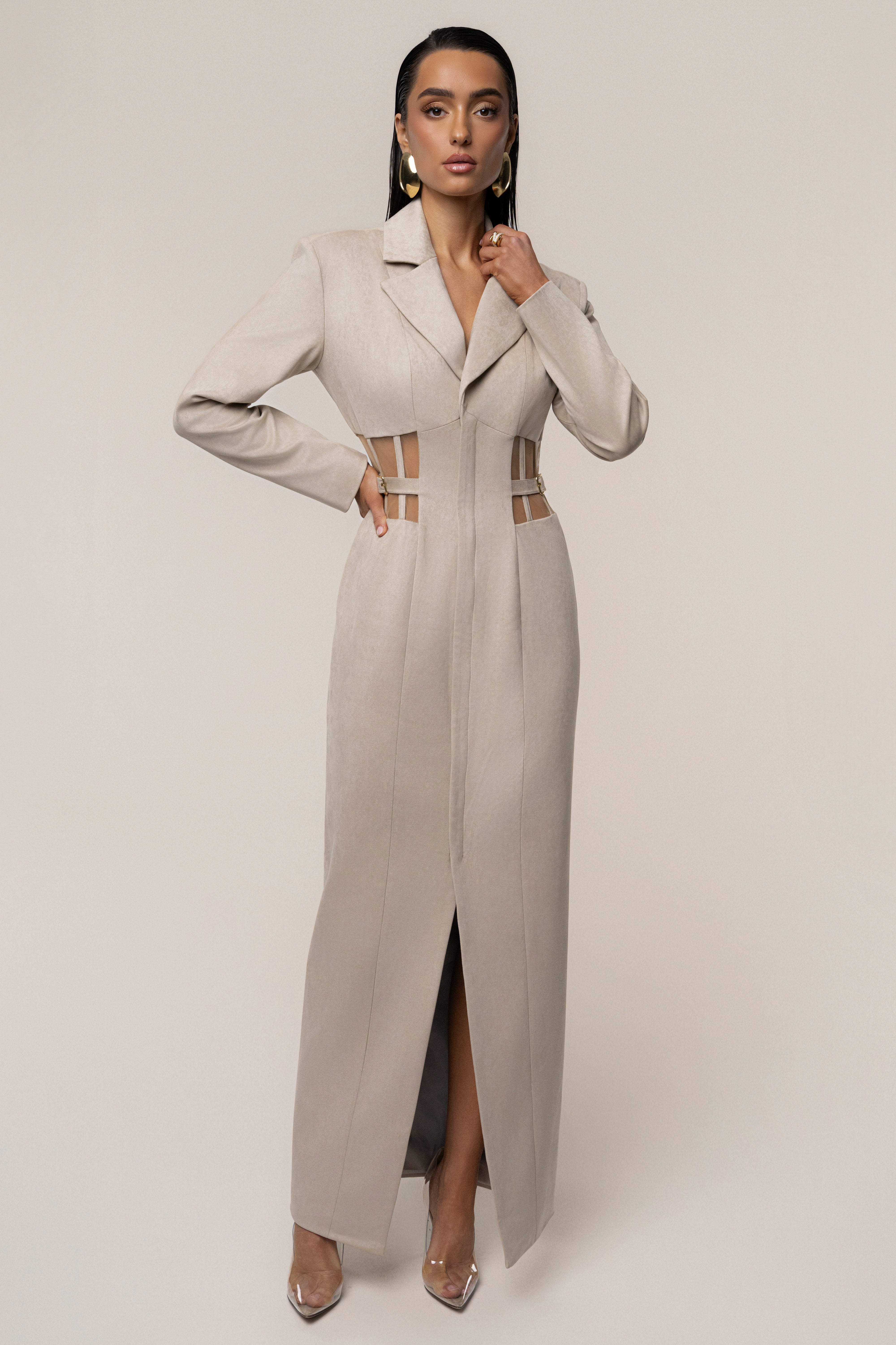 Stone Toffee Haze Suede Dress - JLUXLABEL