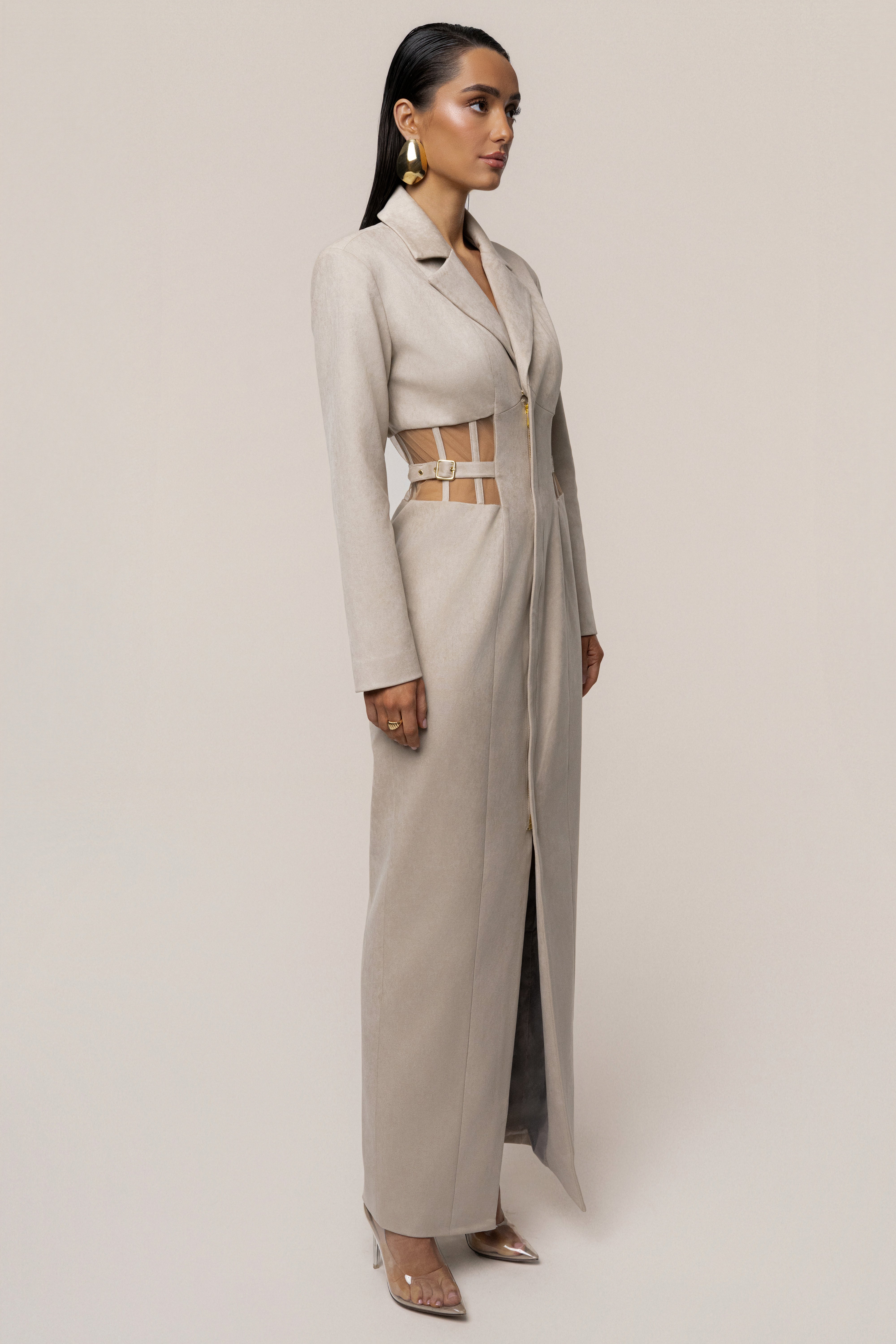 Stone Toffee Haze Suede Dress - JLUXLABEL