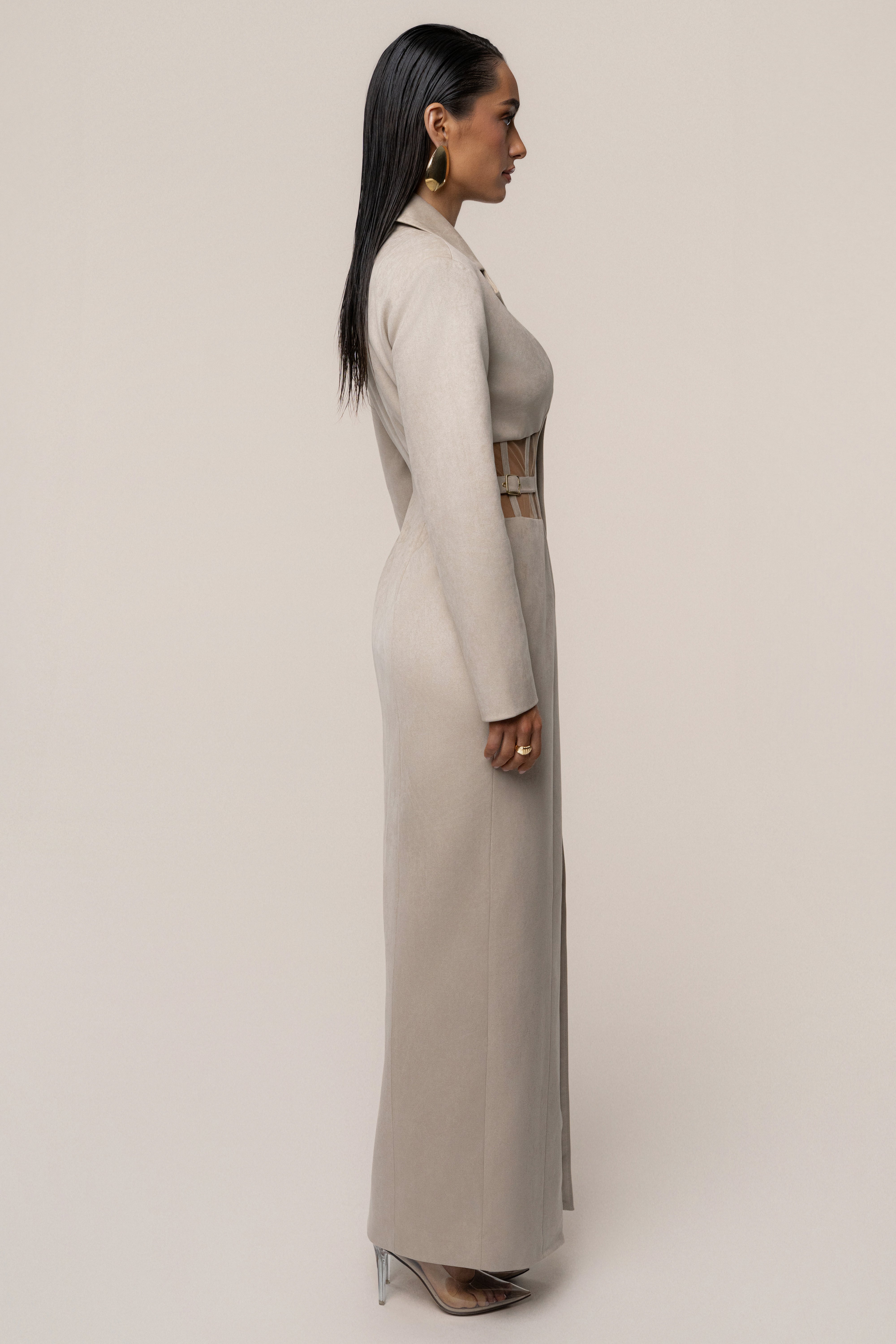 Stone Toffee Haze Suede Dress - JLUXLABEL