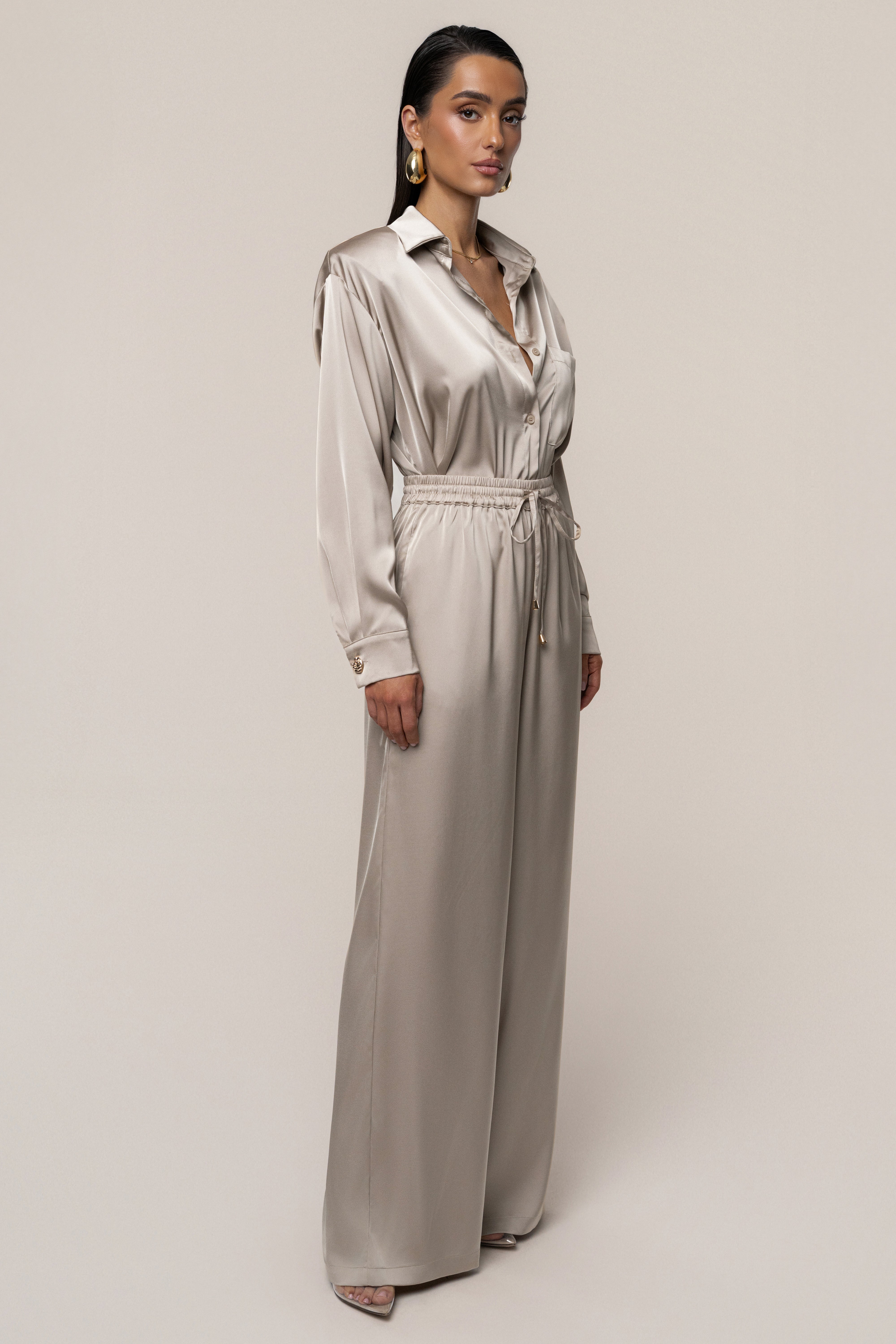 Beige Sunny Day Drawstring Pants