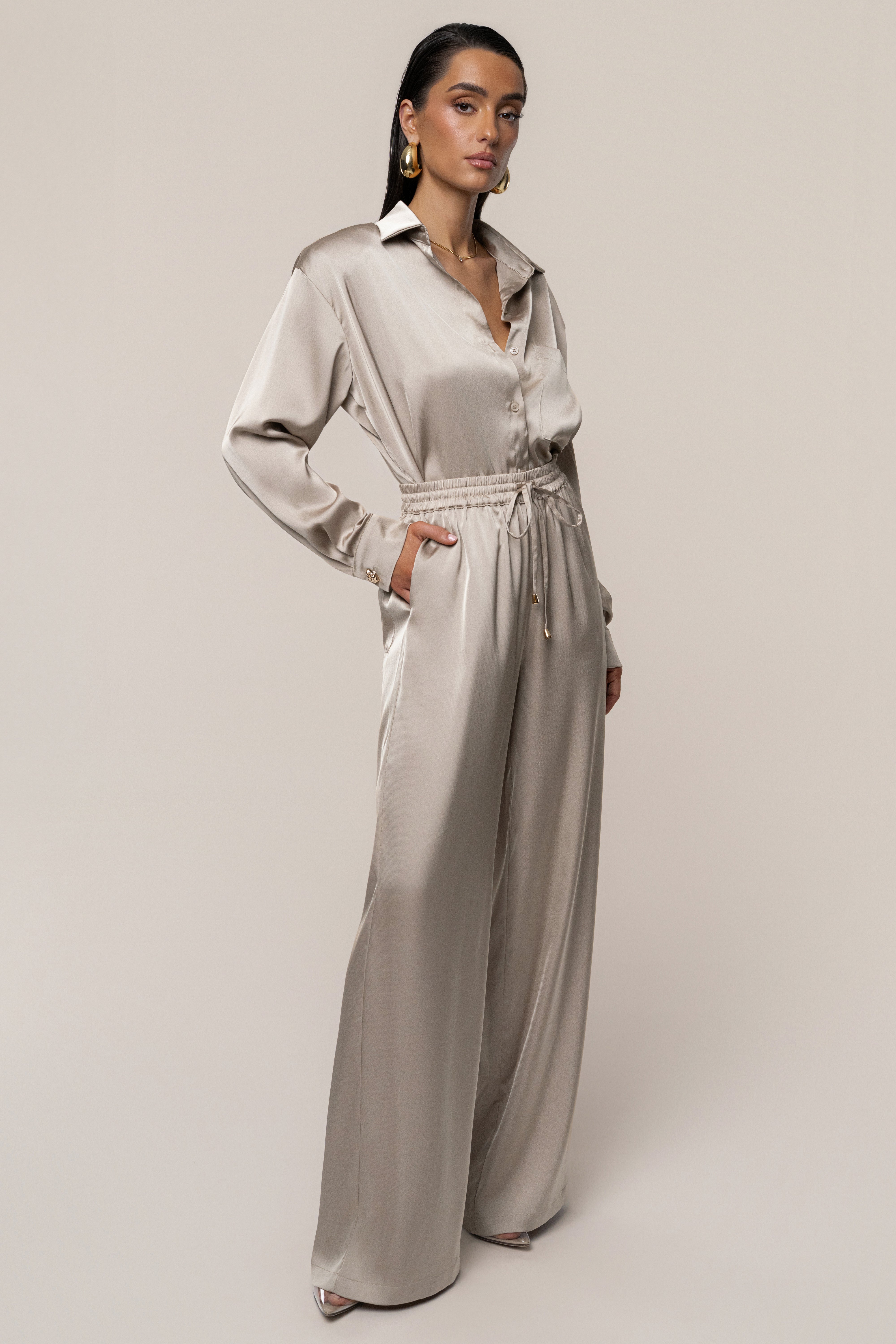 Beige Sunny Day Drawstring Pants