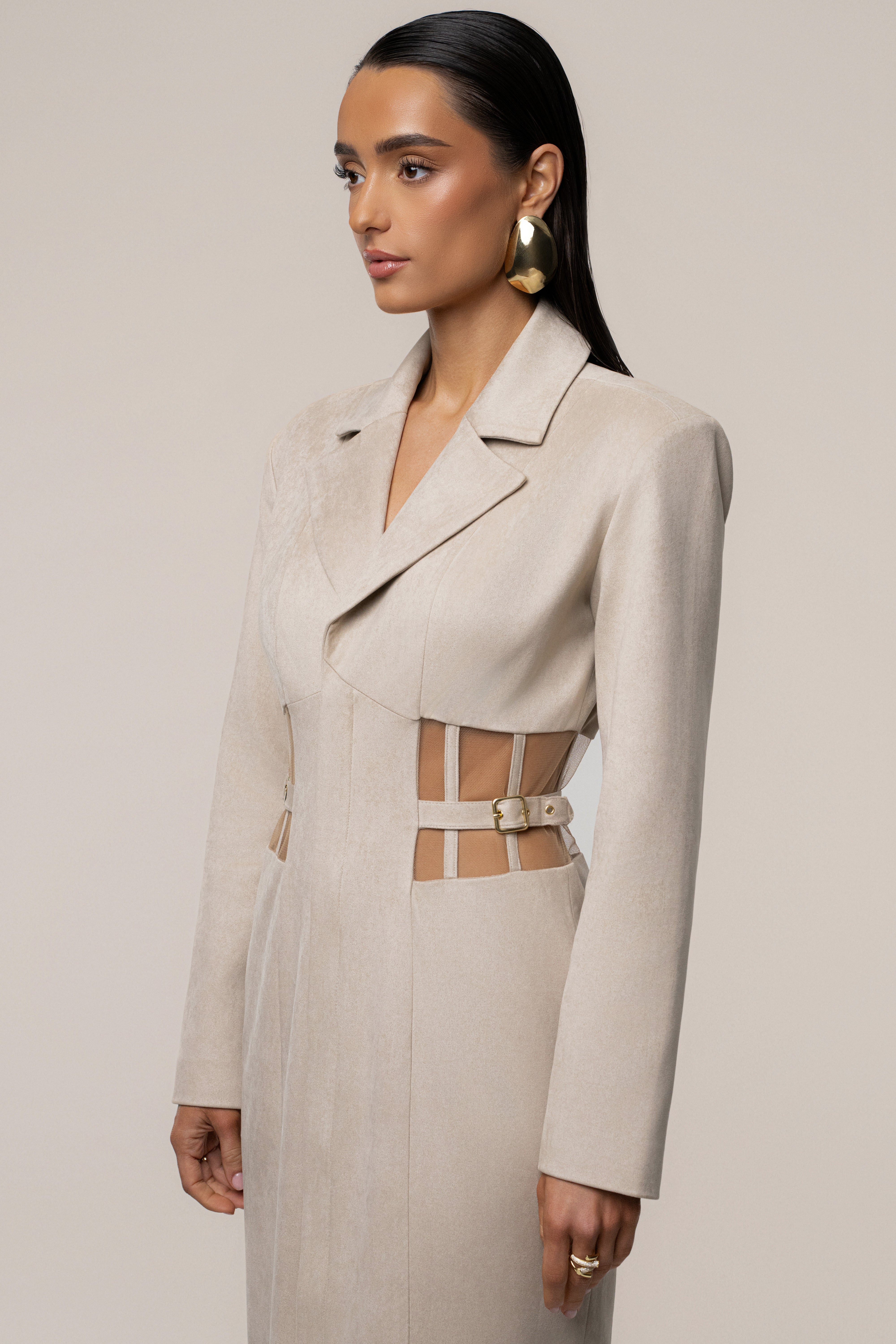 Stone Toffee Haze Suede Dress - JLUXLABEL