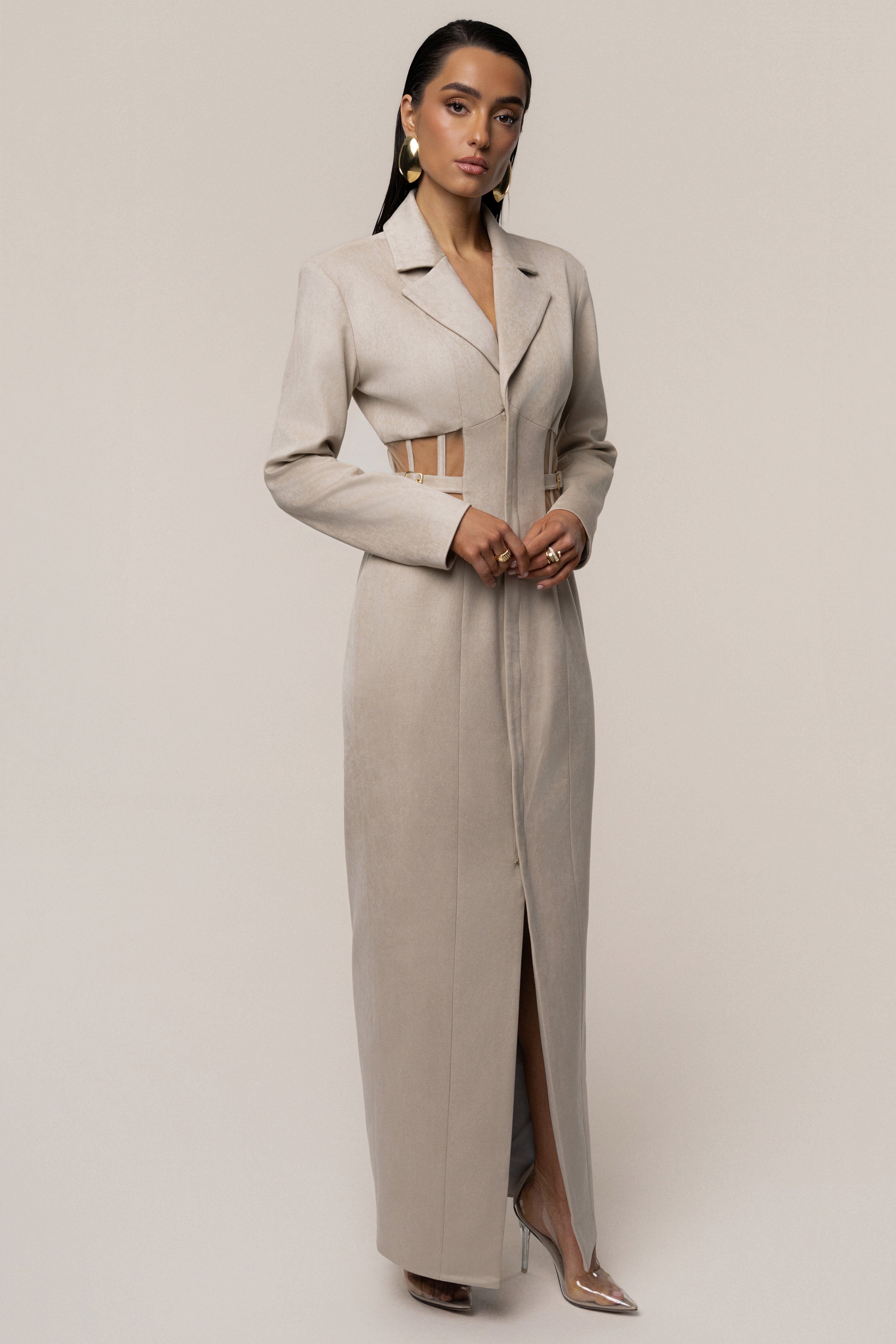 Stone Toffee Haze Suede Dress - JLUXLABEL