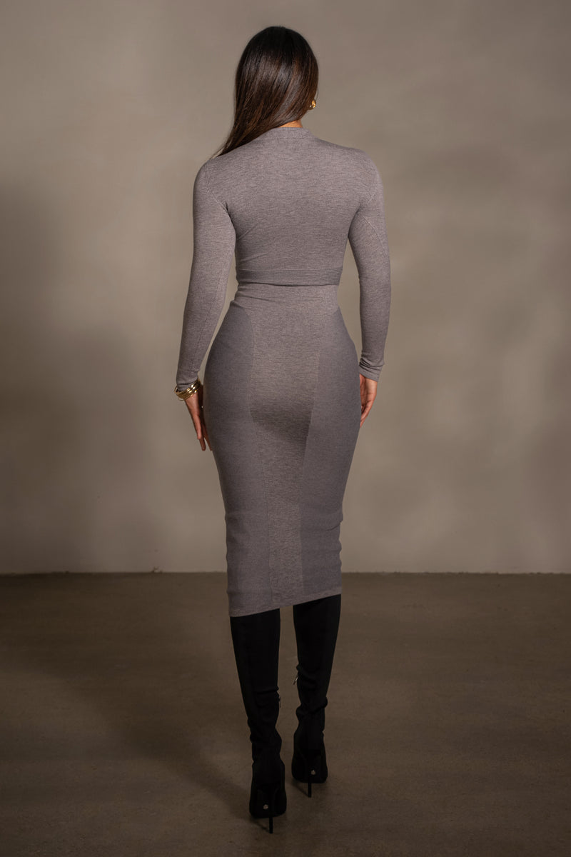Grey Dakotah Maxi Dress - JLUXLABEL