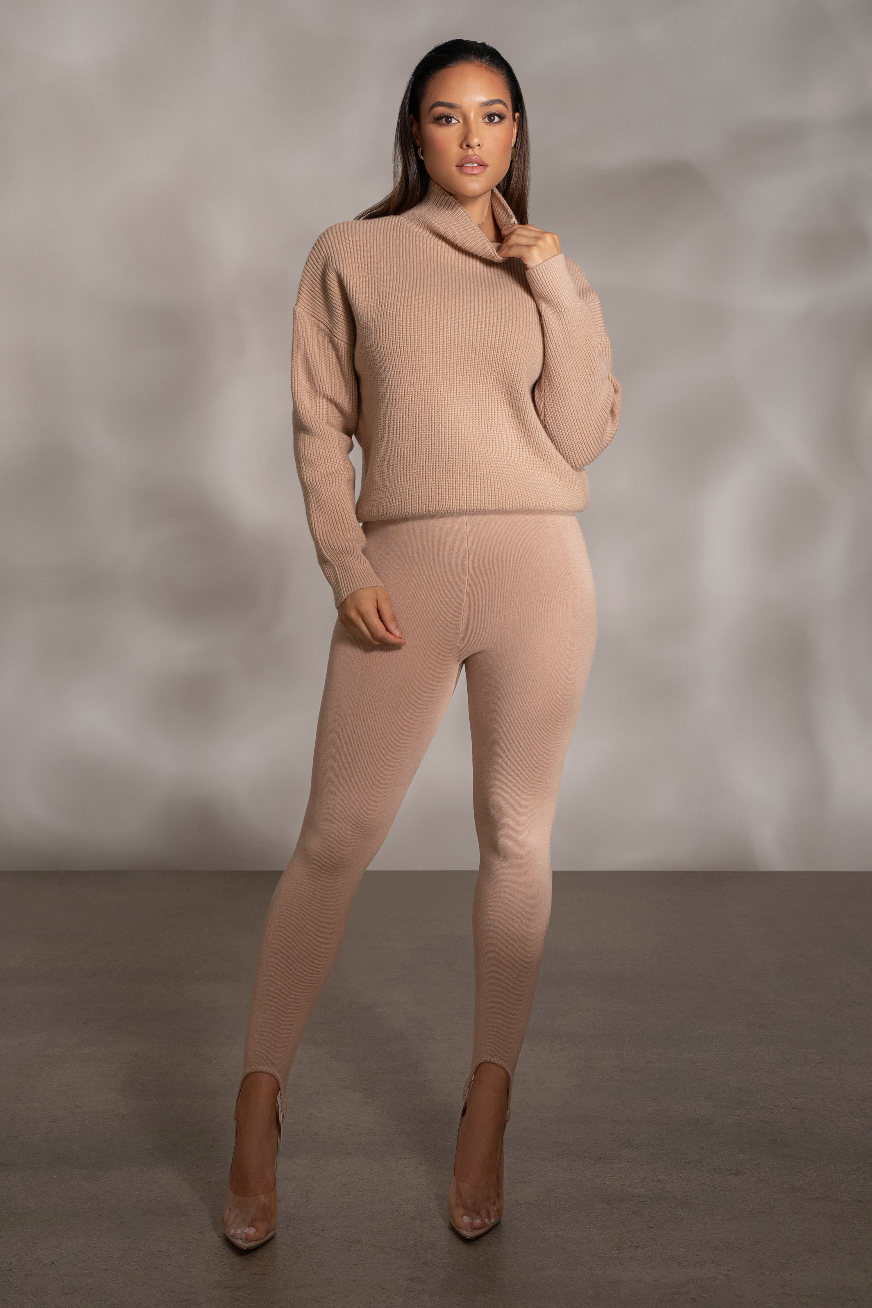 Beige Jenni Turtleneck Sweater Top - JLUXLABEL