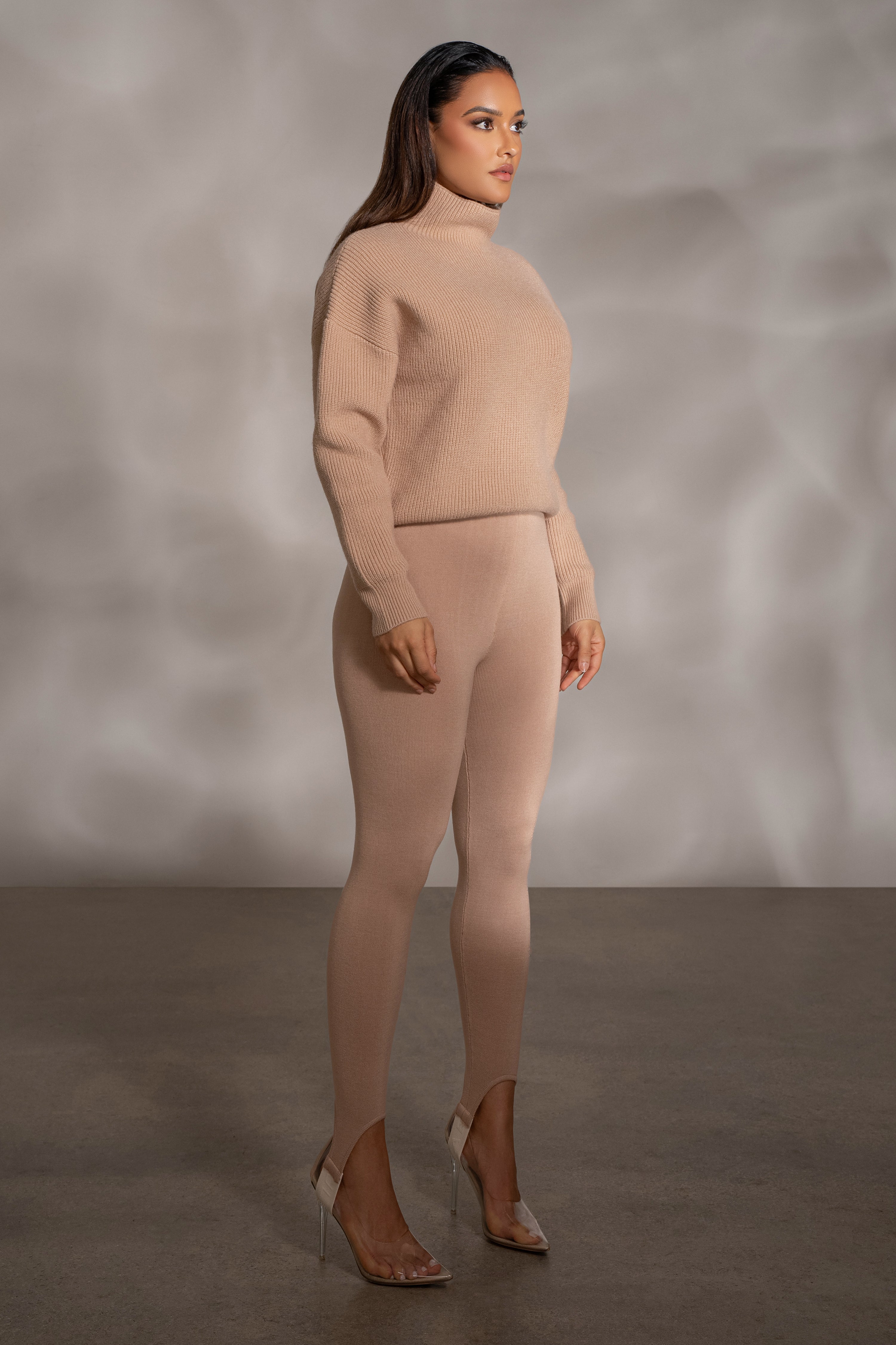 Beige Jenni Turtleneck Sweater Top - JLUXLABEL