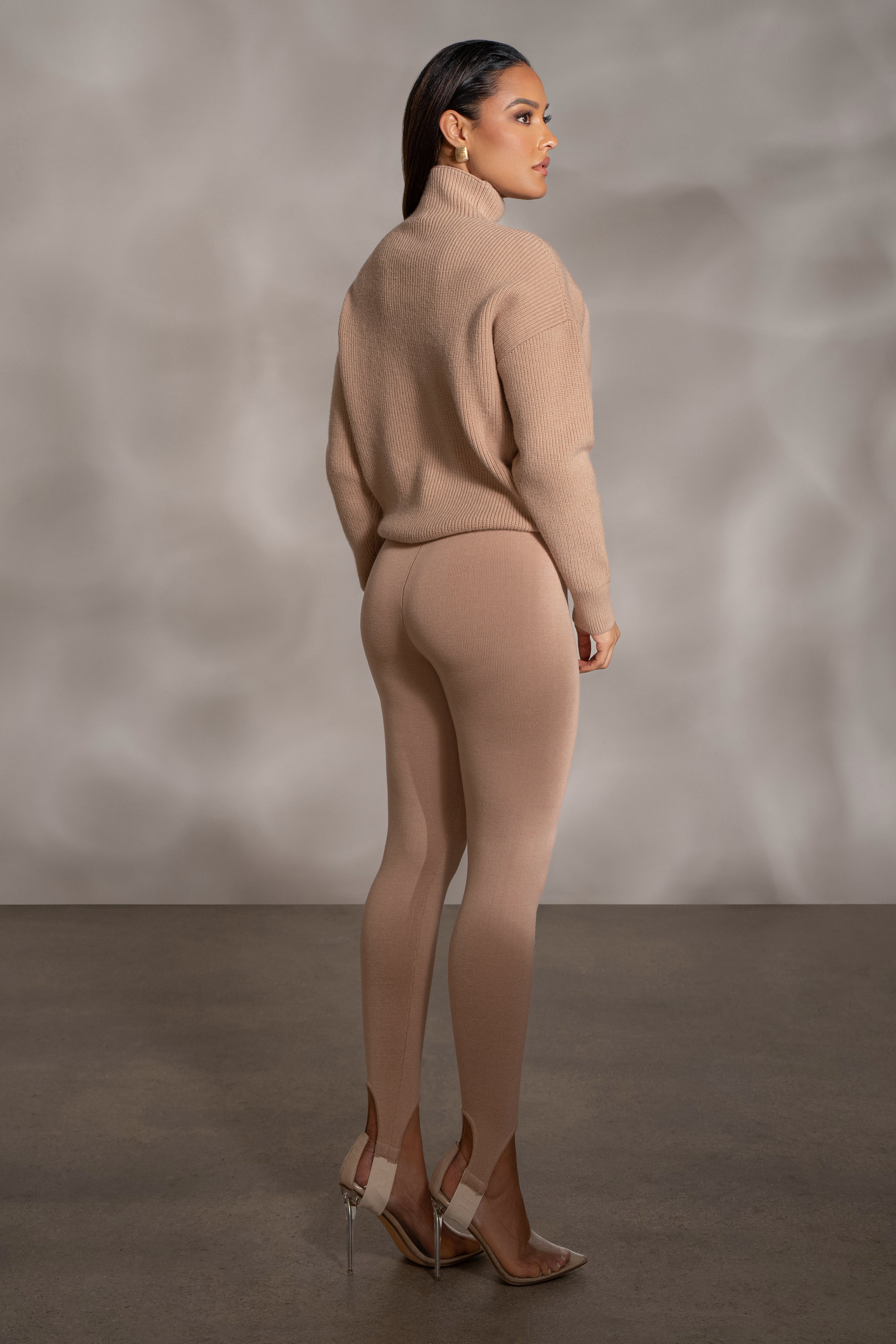 Beige Jenni Turtleneck Sweater Top - JLUXLABEL