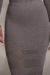 Grey Lina Knit Maxi Skirt - JLUXLABEL