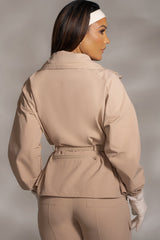 Tan Willow Belted Jacket - JLUXLABEL