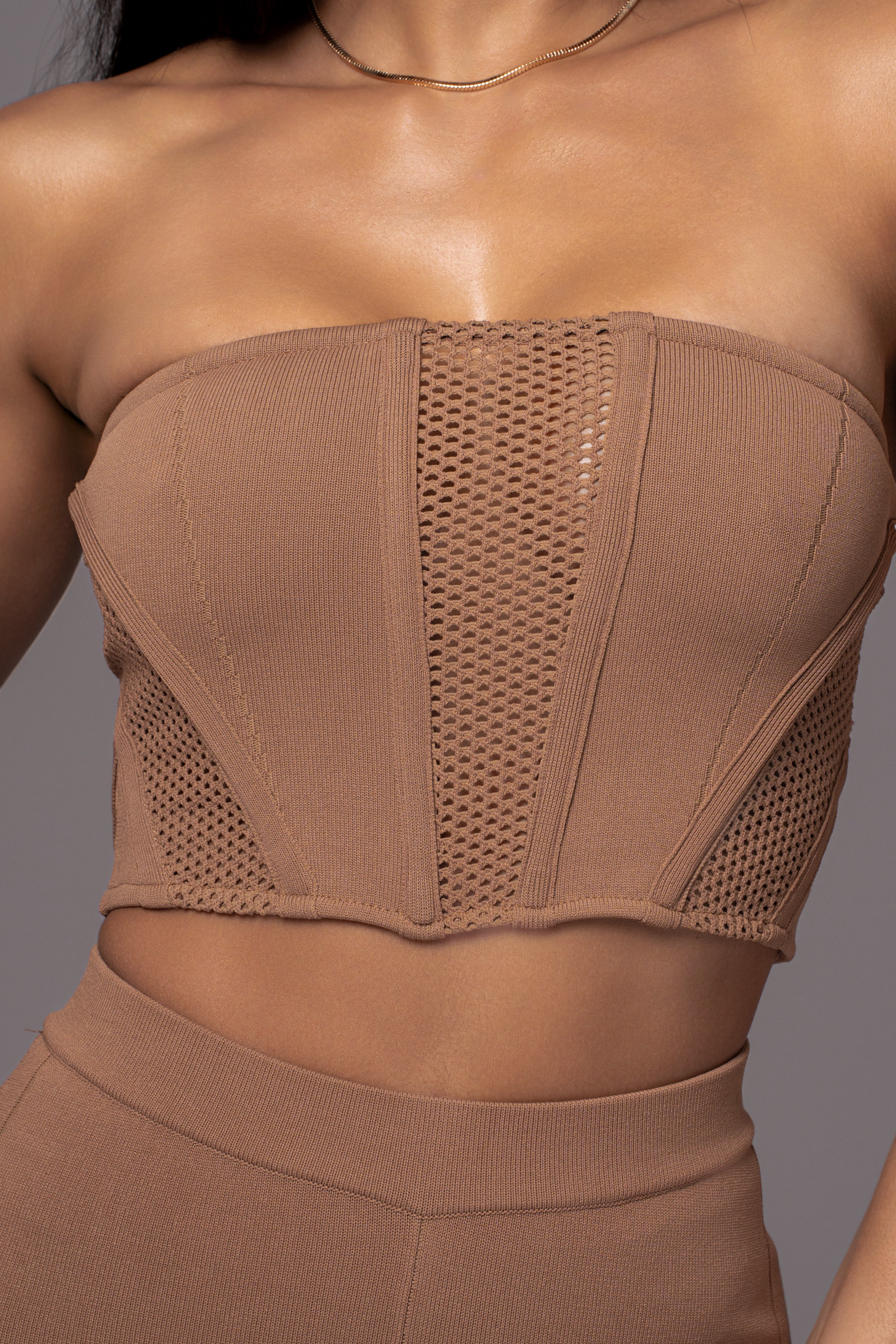 Pecan Freda Knit Bustier - JLUXLABEL