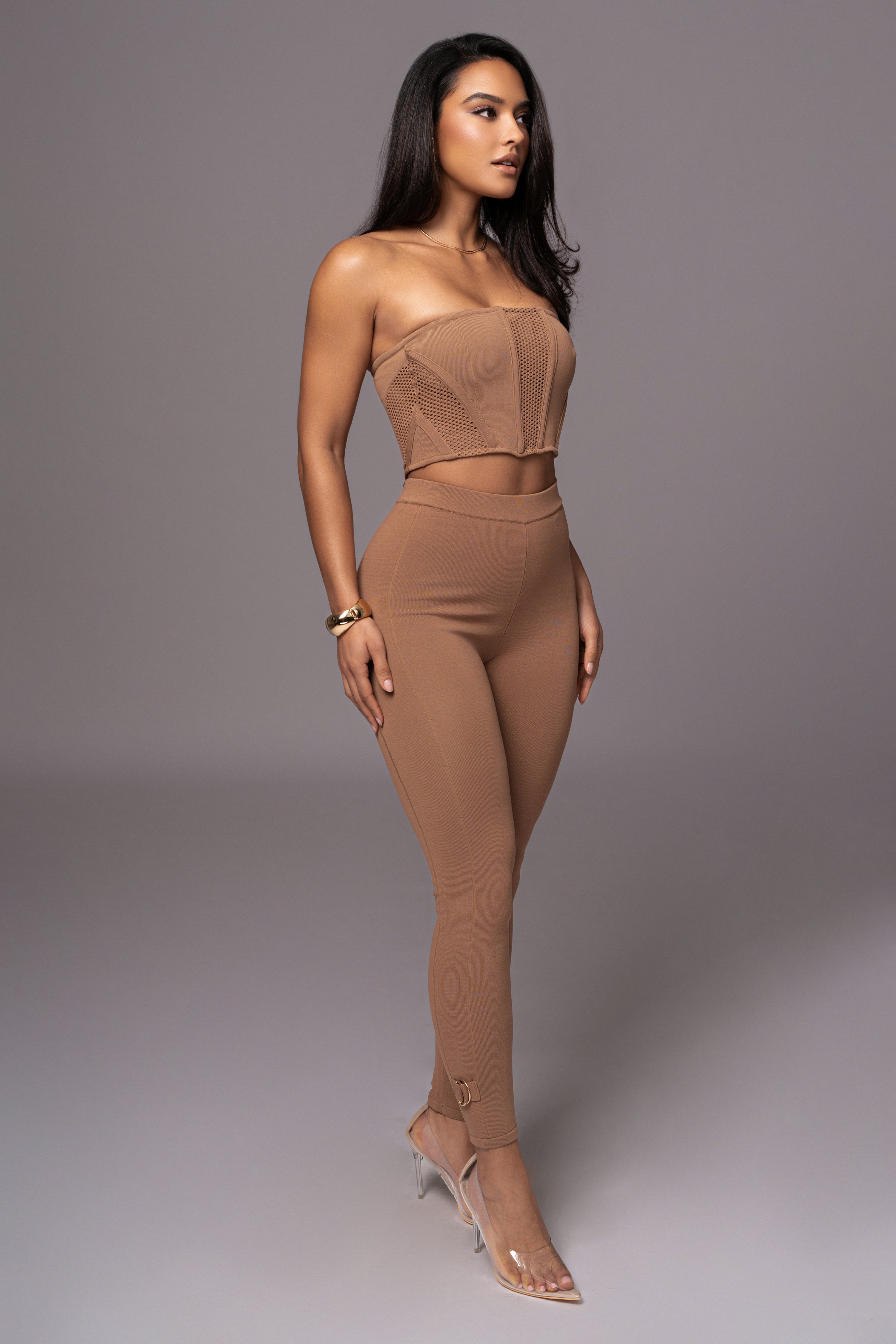 Pecan Freda Knit Bustier - JLUXLABEL