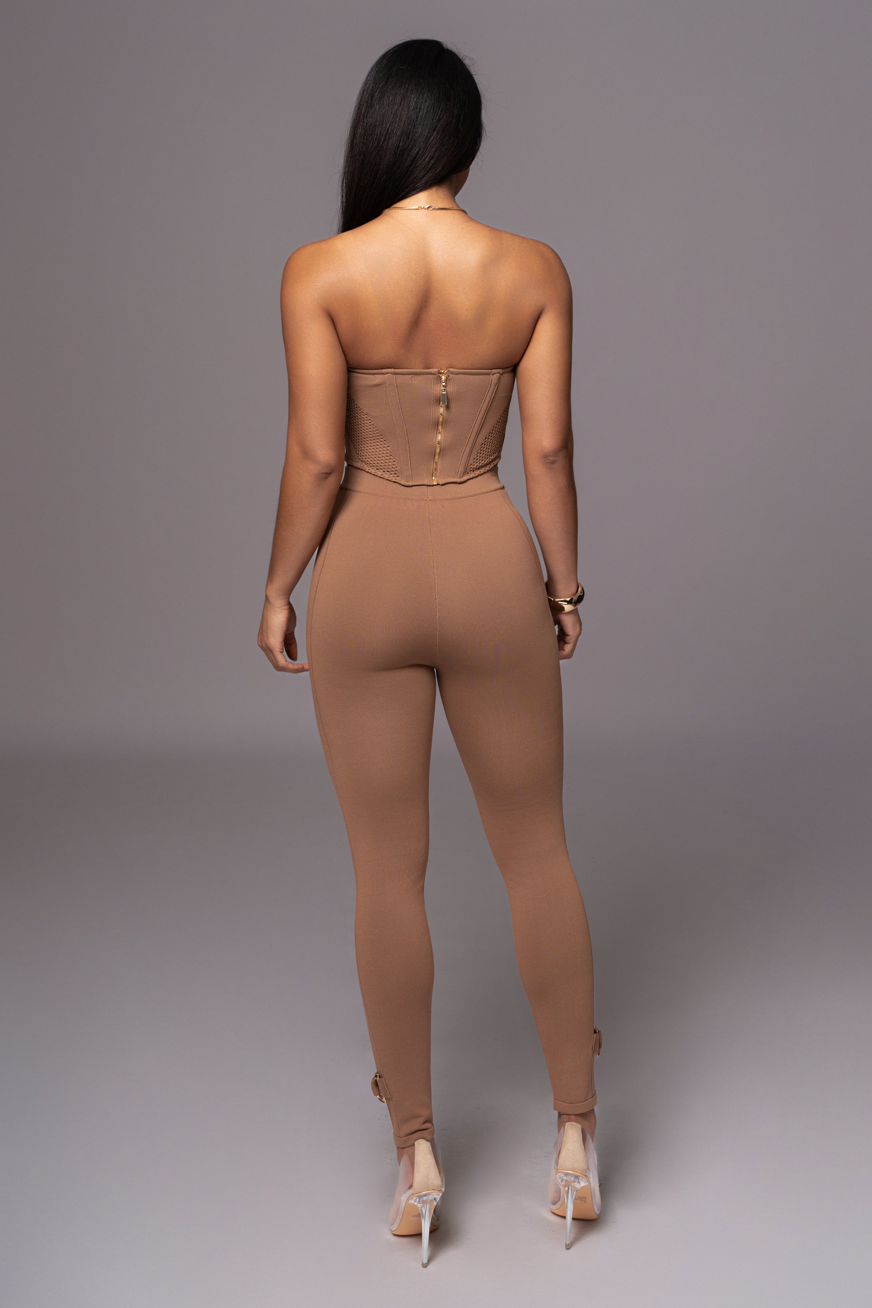 Pecan Freda Knit Bustier - JLUXLABEL