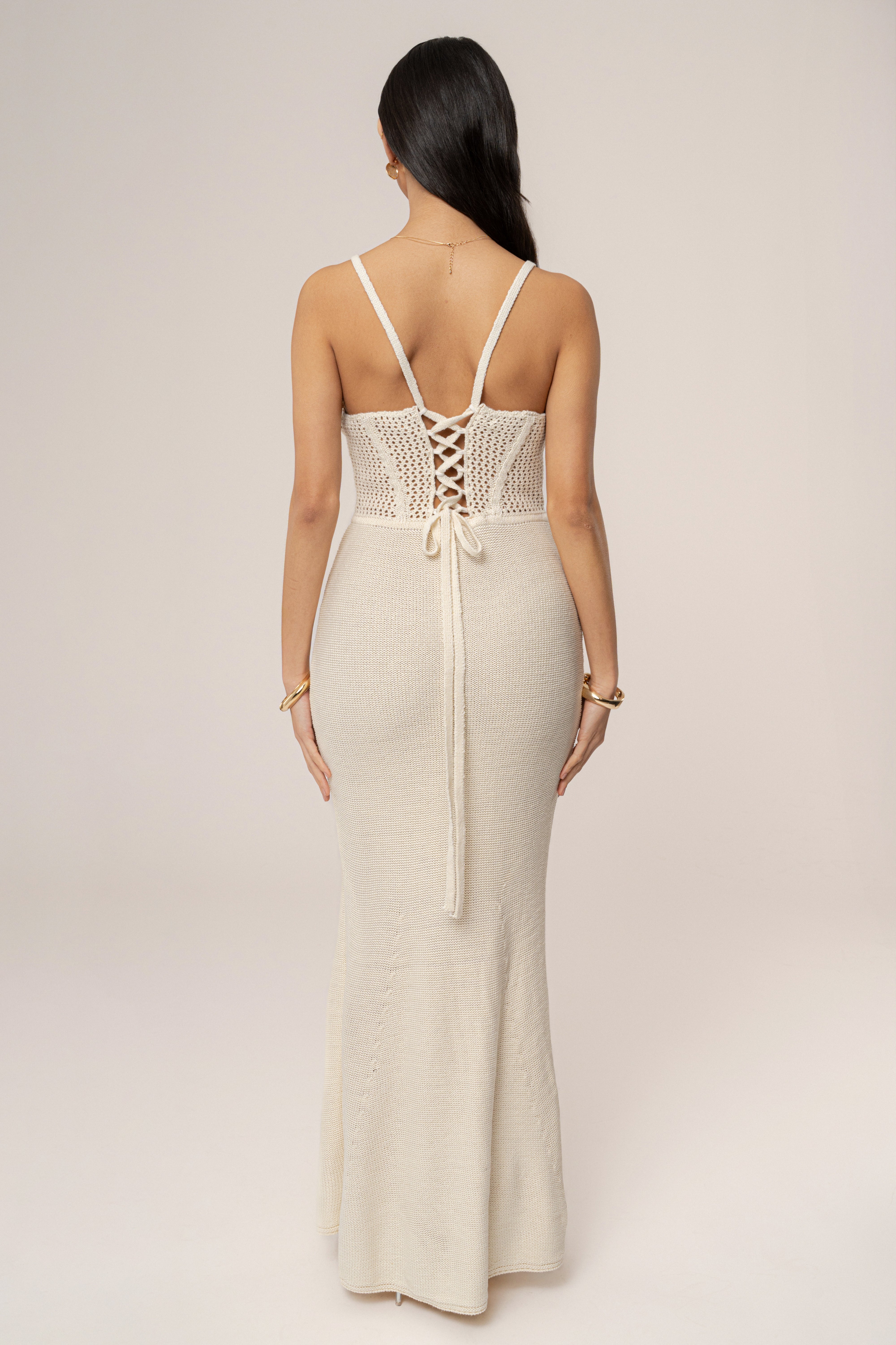 Ivory Melani Knit Maxi Dress - JLUXLABEL
