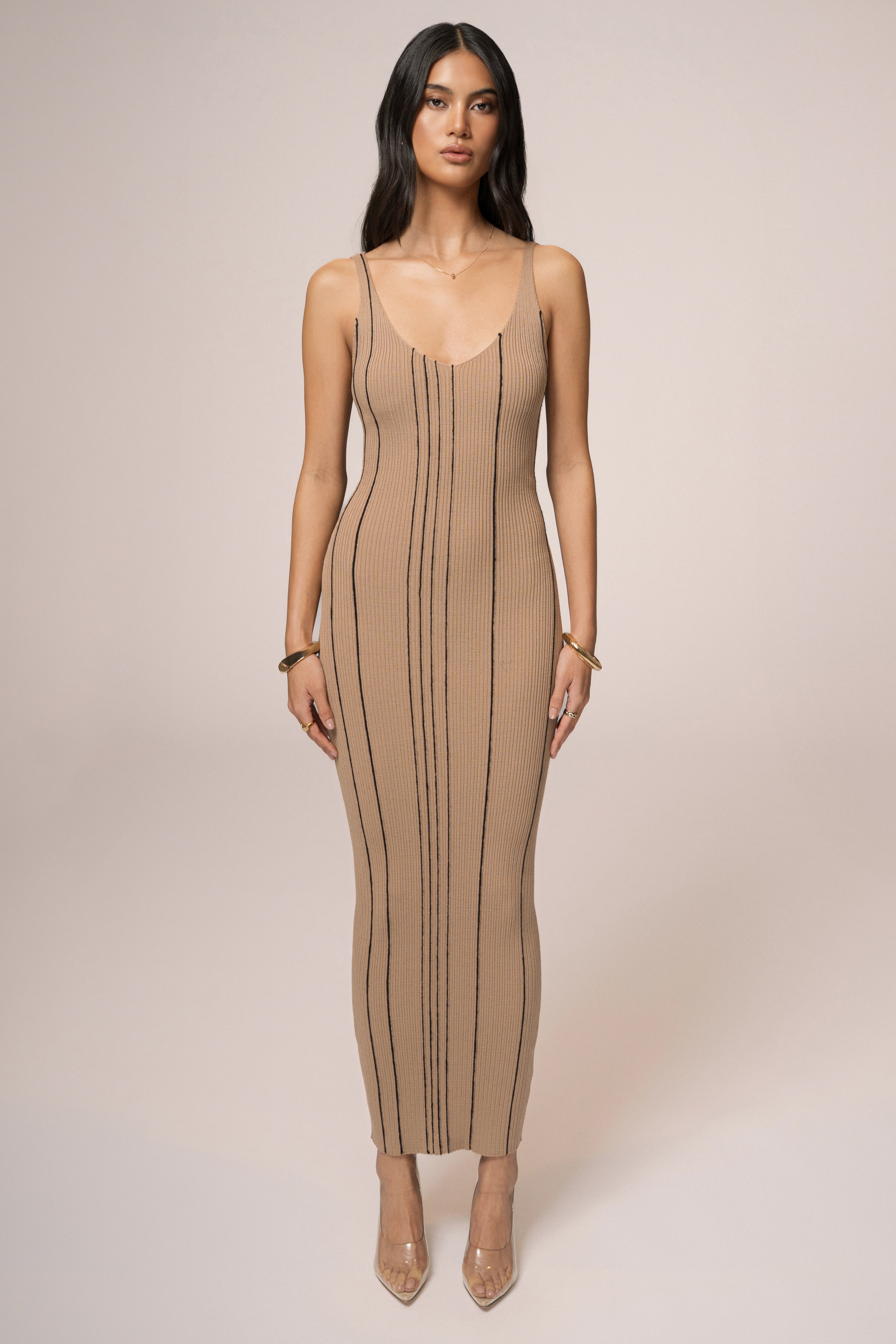 Taupe Sammi Seamed Maxi Dress - JLUXLABEL