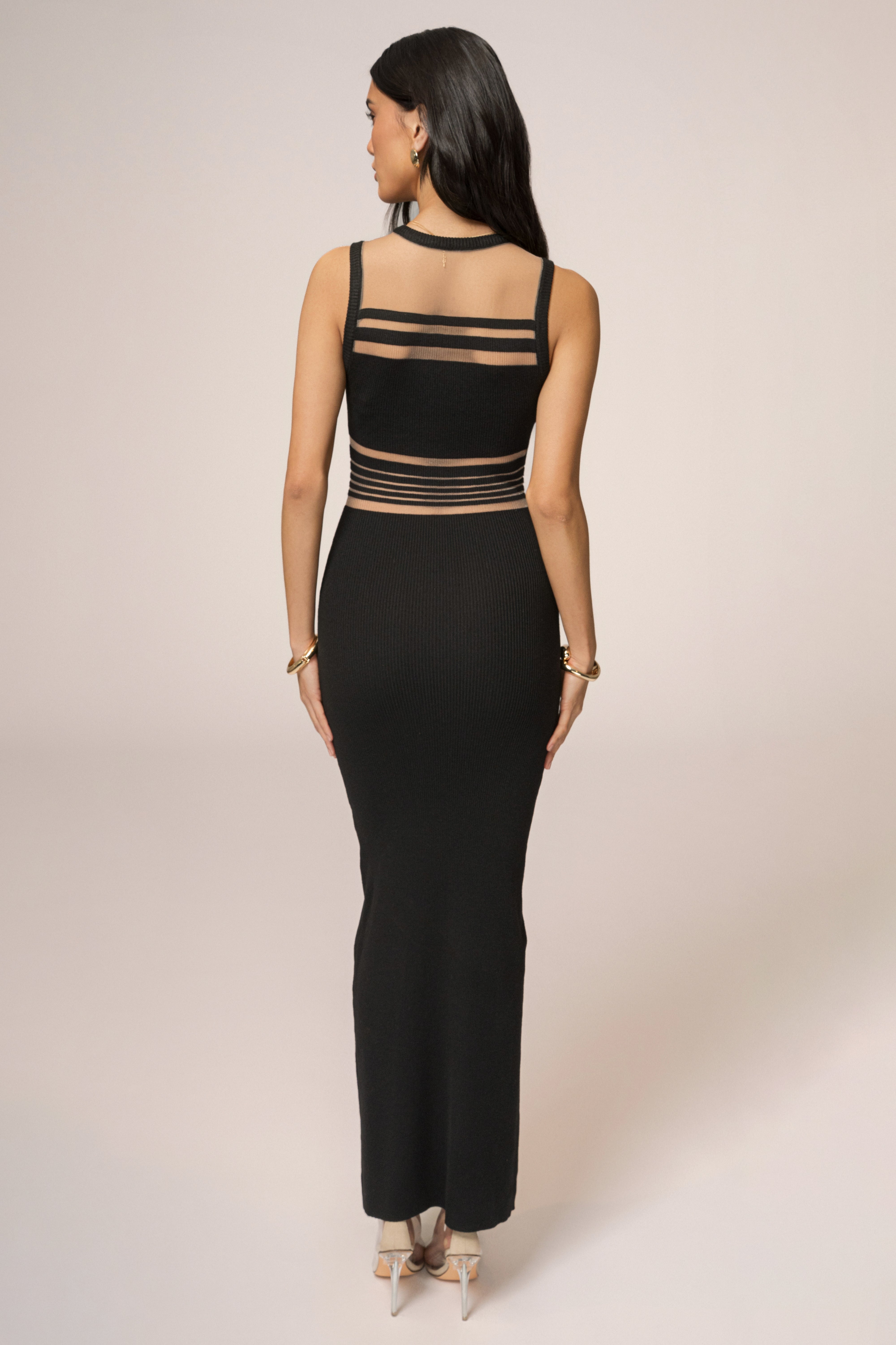 Black Jianna Striped Maxi Dress - JLUXLABEL